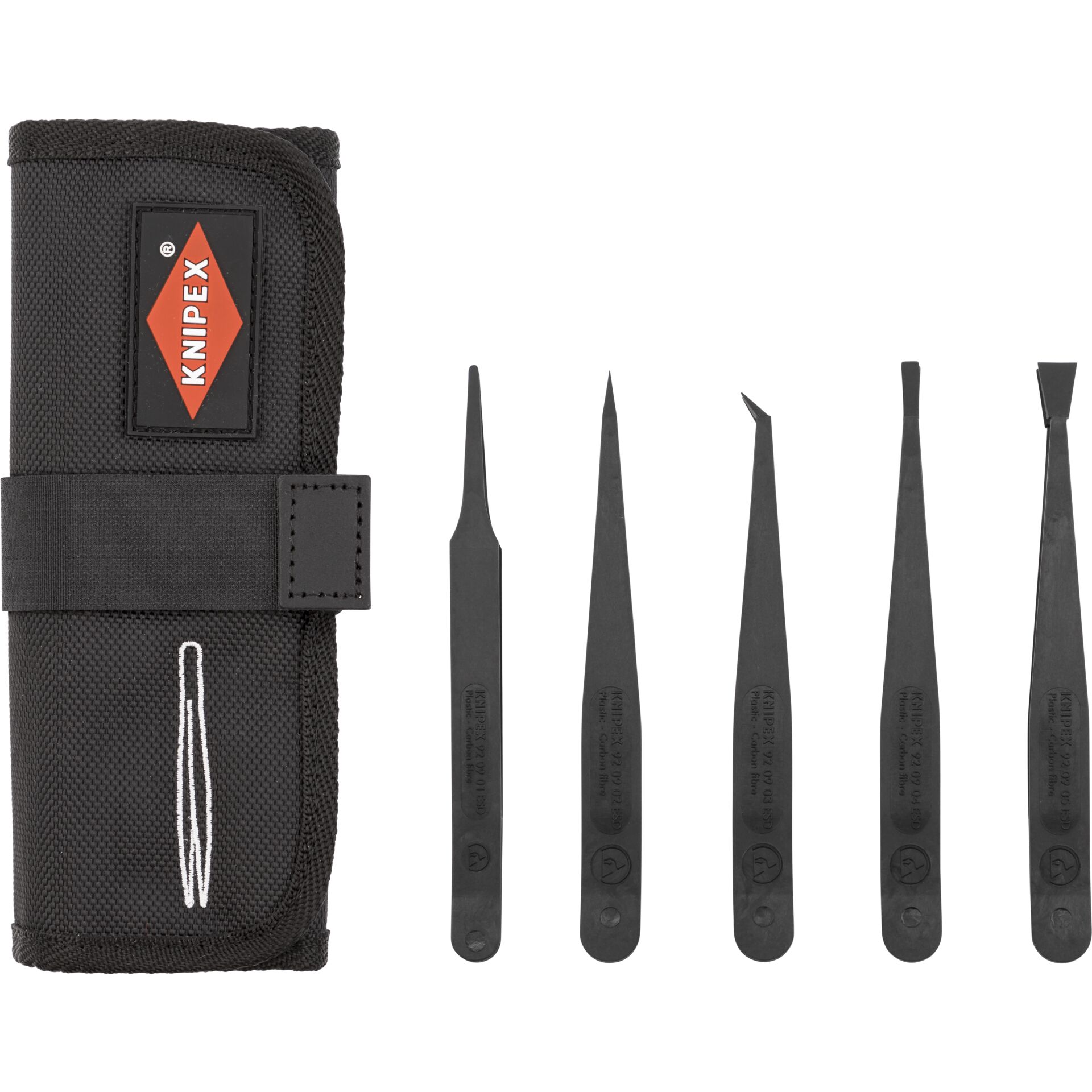 KNIPEX Plastic Tweezers Set ESD 5 pieces