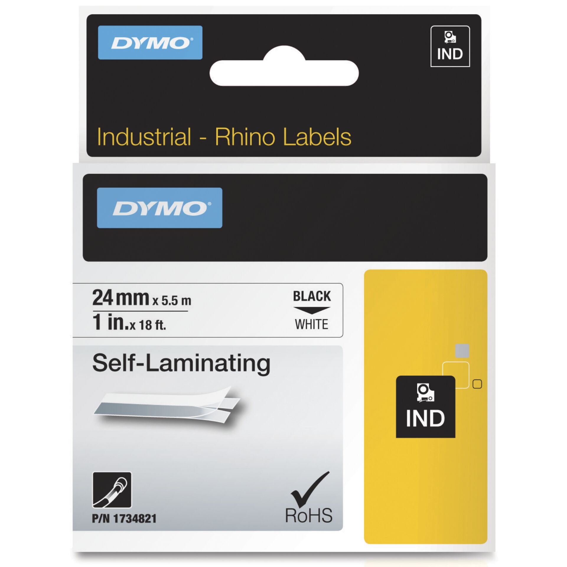 Dymo Rhino 6000+ Vinyl selbstlam 24 mm x 5,5 m schwarz auf w