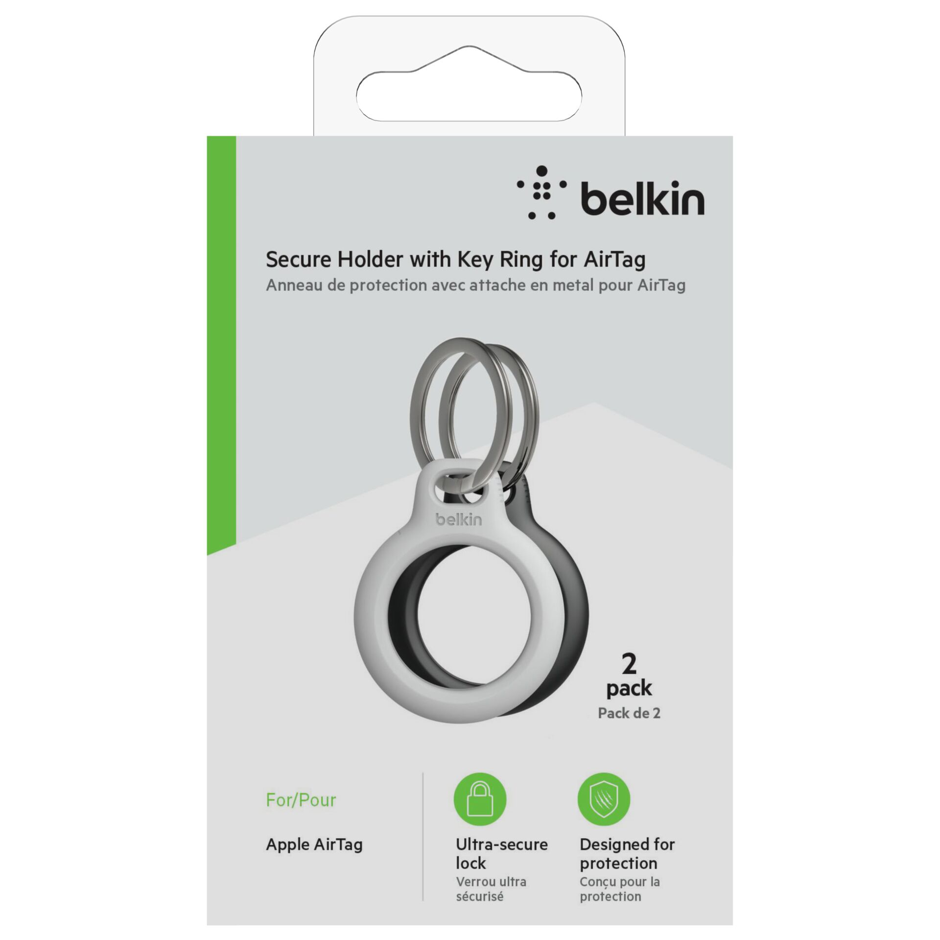 1x2 Belkin Key Ring for Apple AirTag, black/white  MSC002btH 2