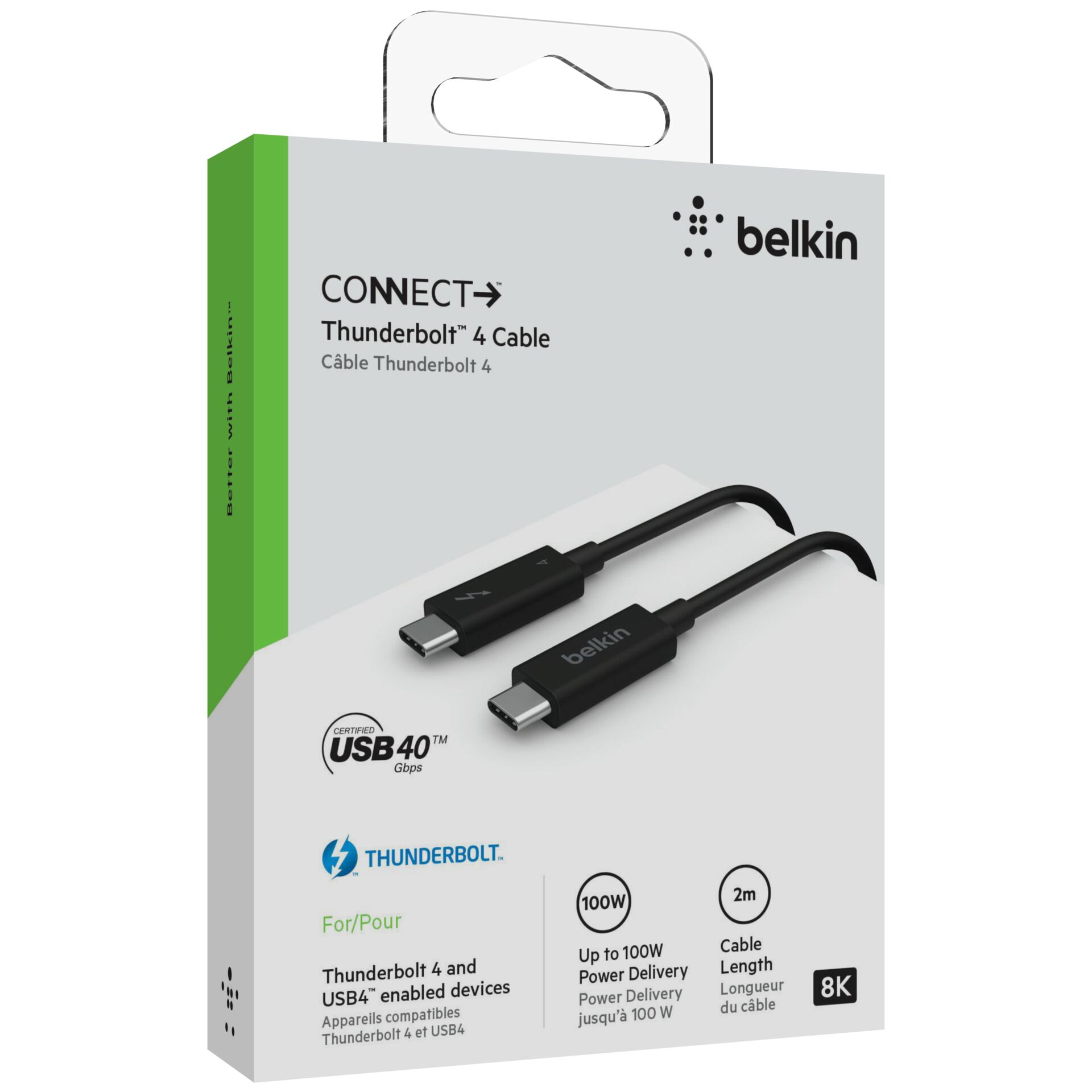Belkin Thunderbolt 4-Cable USB-C 40Gb/s 100W 0,8m    INZ002b