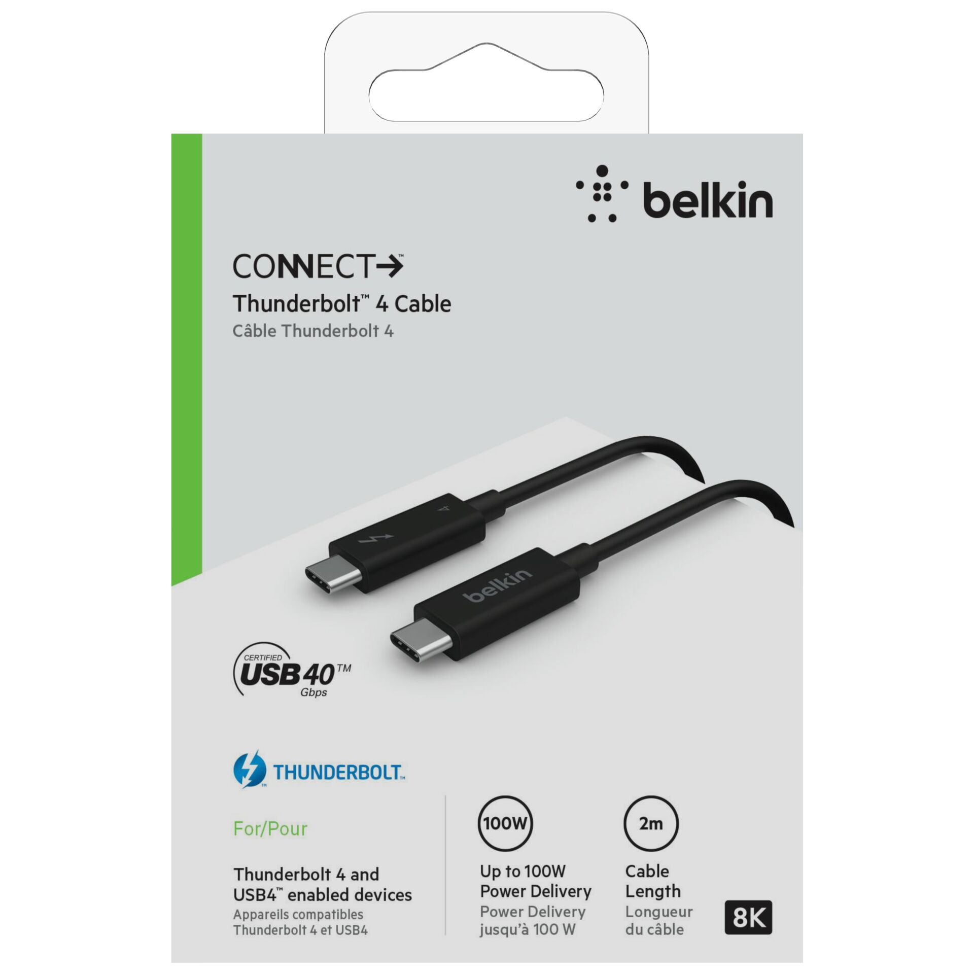 Belkin Thunderbolt 4-Cable USB-C 40Gb/s 100W 0,8m    INZ002b