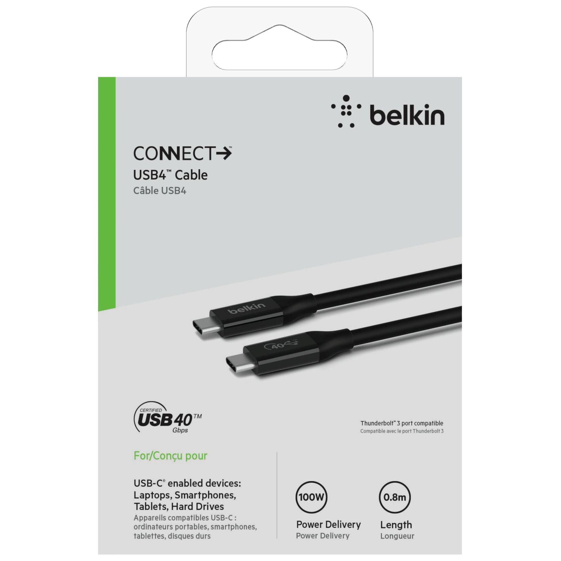 Belkin USB4 Cable USB-C/USB-C 40Gb/s 100W 0,8m   INZ001bt0.8