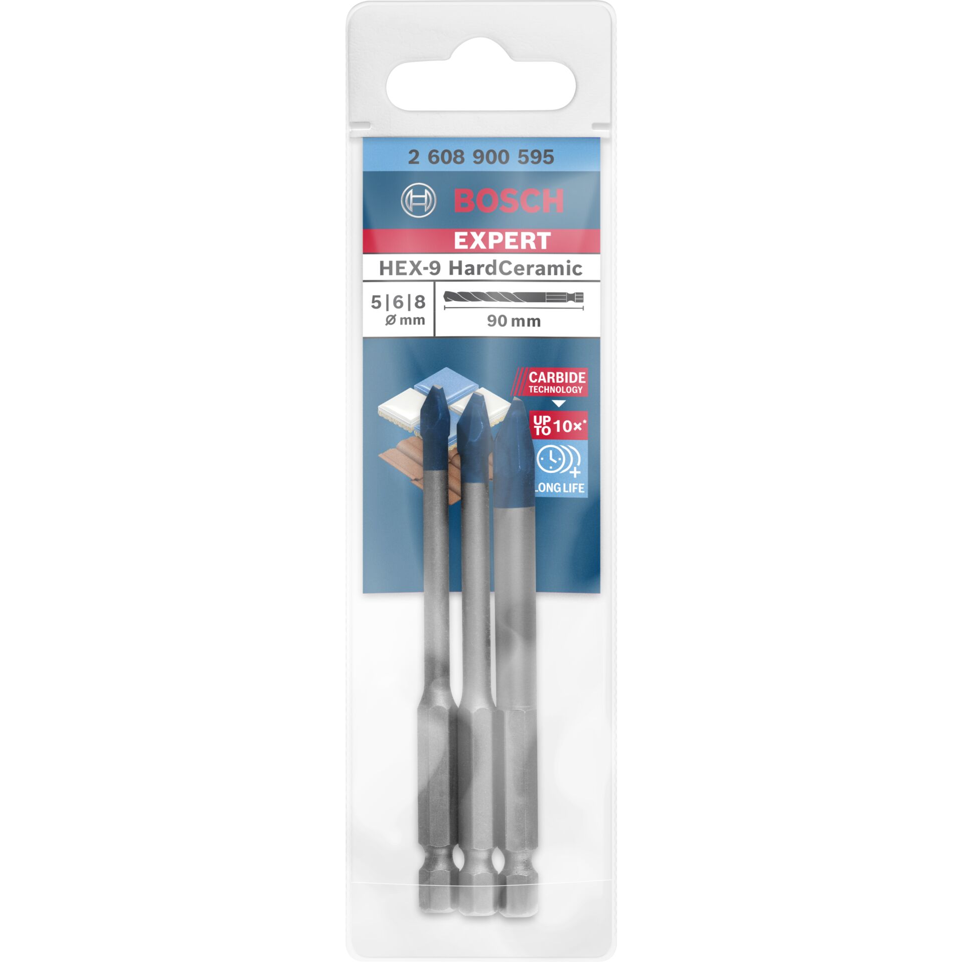 Bosch EXPERT HEX-9 HardCeramic Bohrer, 3tlg Set 5/6/8