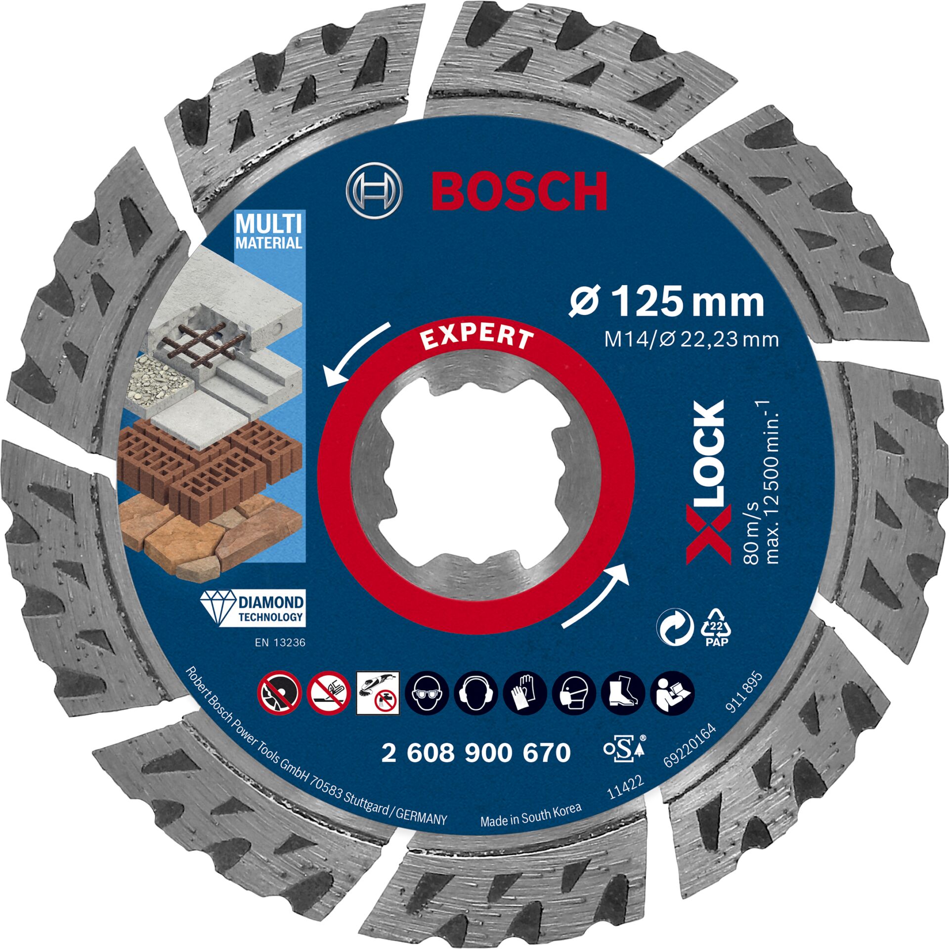 Bosch EXPERT X-LOCK Multi Material 125 x 22,23 x 2,4 x 12