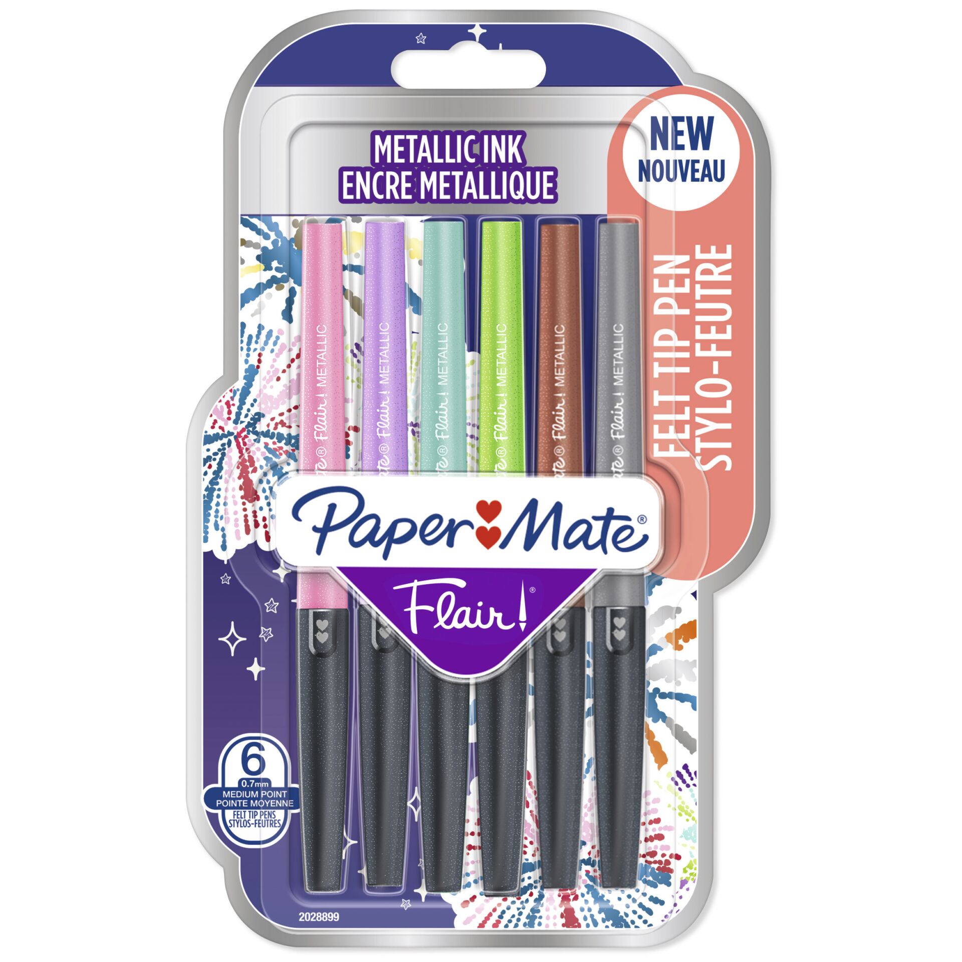 1x6 Paper Mate Flair Metallic Felt Tip Pens M 0,7 mm