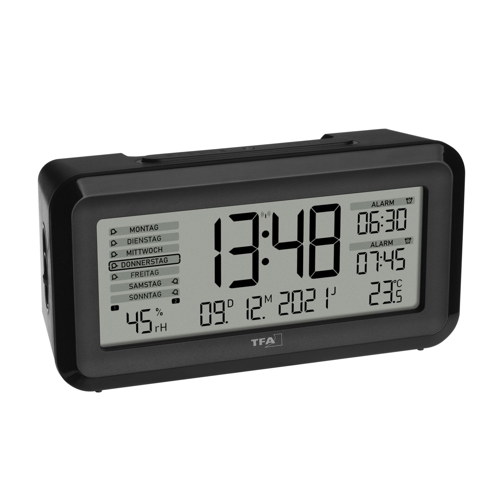 TFA 60.2562.01 Digital Radio Alarm Clock w. Room Clima  BOXX