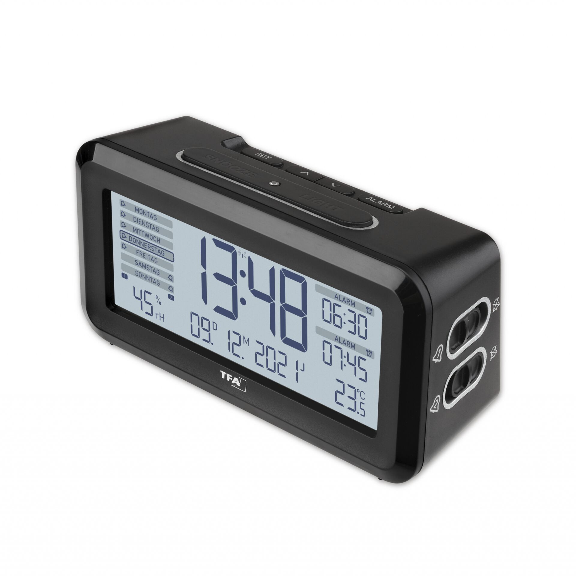 TFA 60.2562.01 Digital Radio Alarm Clock w. Room Clima  BOXX