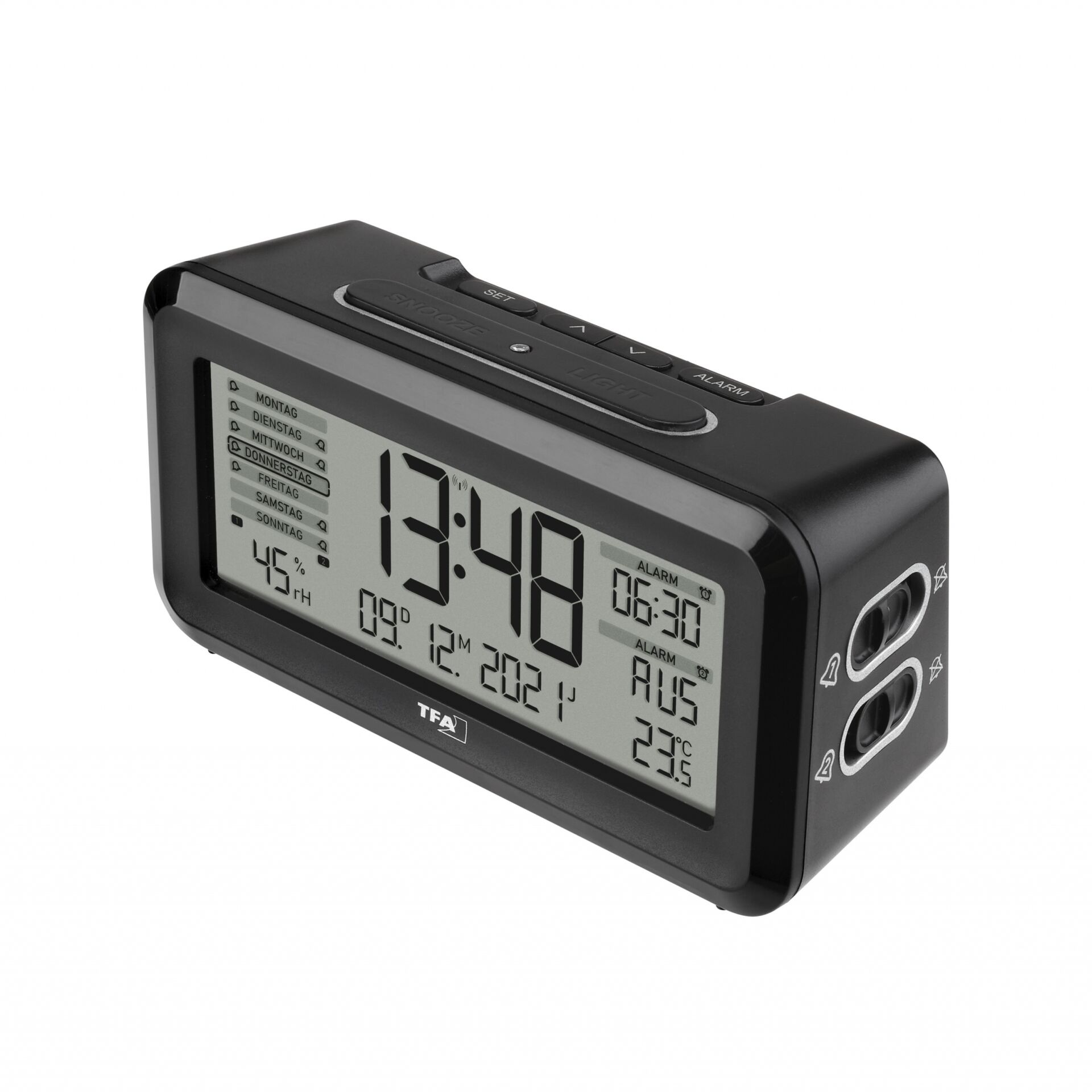 TFA 60.2562.01 Digital Radio Alarm Clock w. Room Clima  BOXX