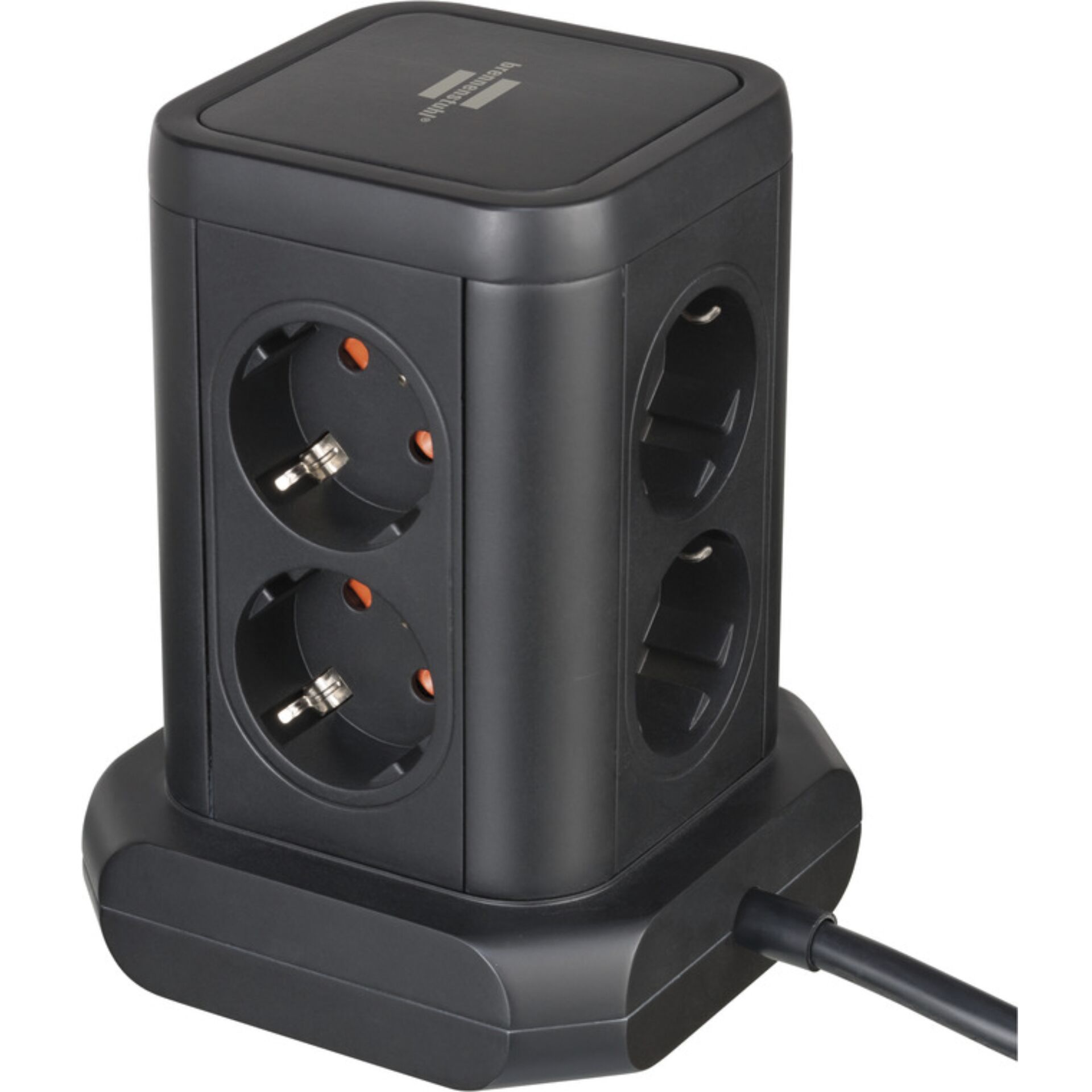 Brennenstuhl Socket Tower 8-fold with 4 USB 2m    black