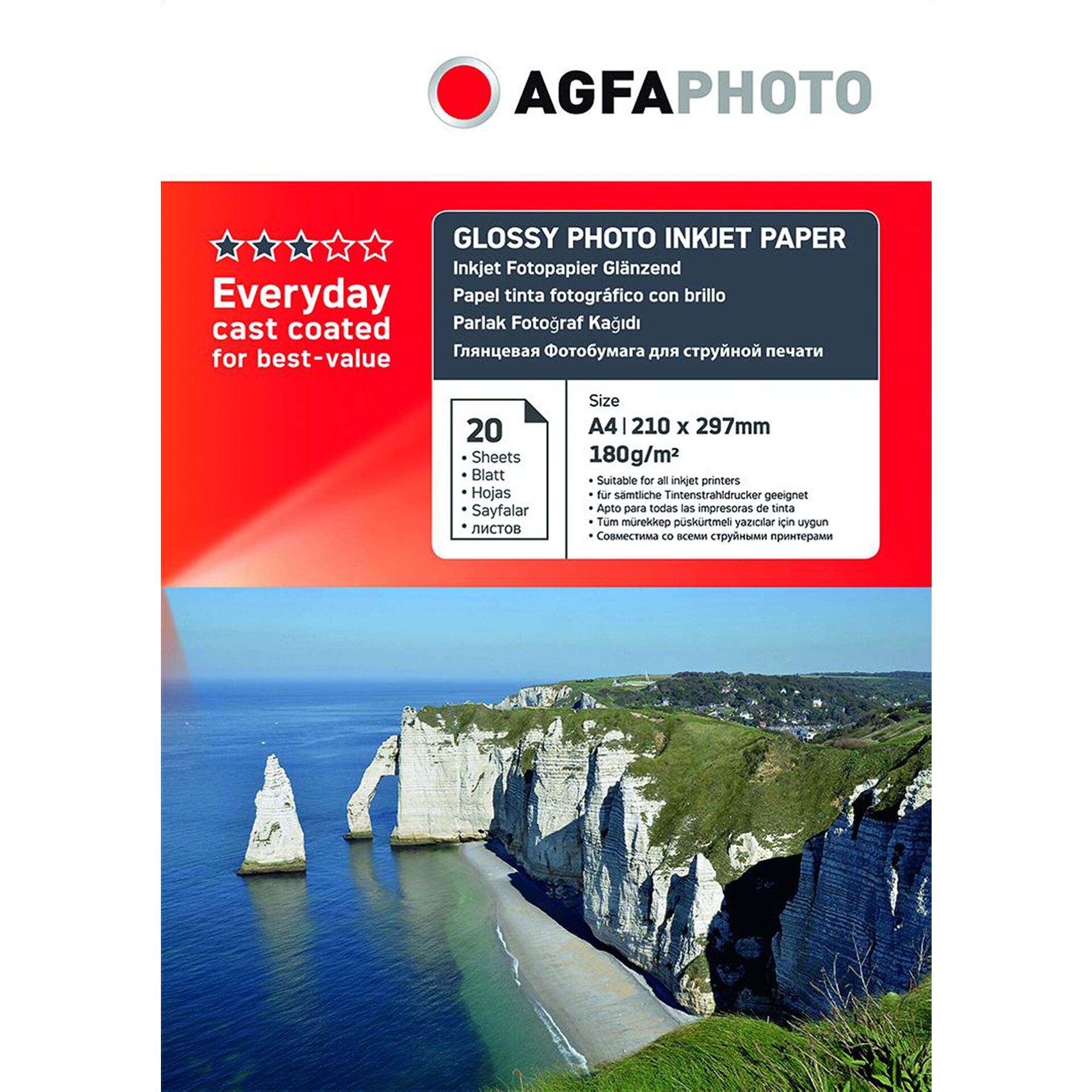 AgfaPhoto Everyday Photo Inkjet carta lucido 180 g A 4 20 fo