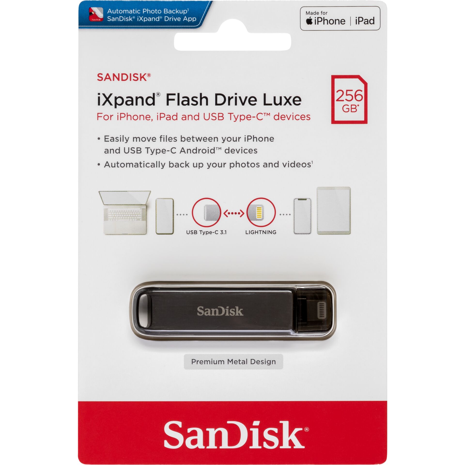 SanDisk iXpand Flash Drive Luxe 256GB TypC/Li.SDIX70N-256G-G