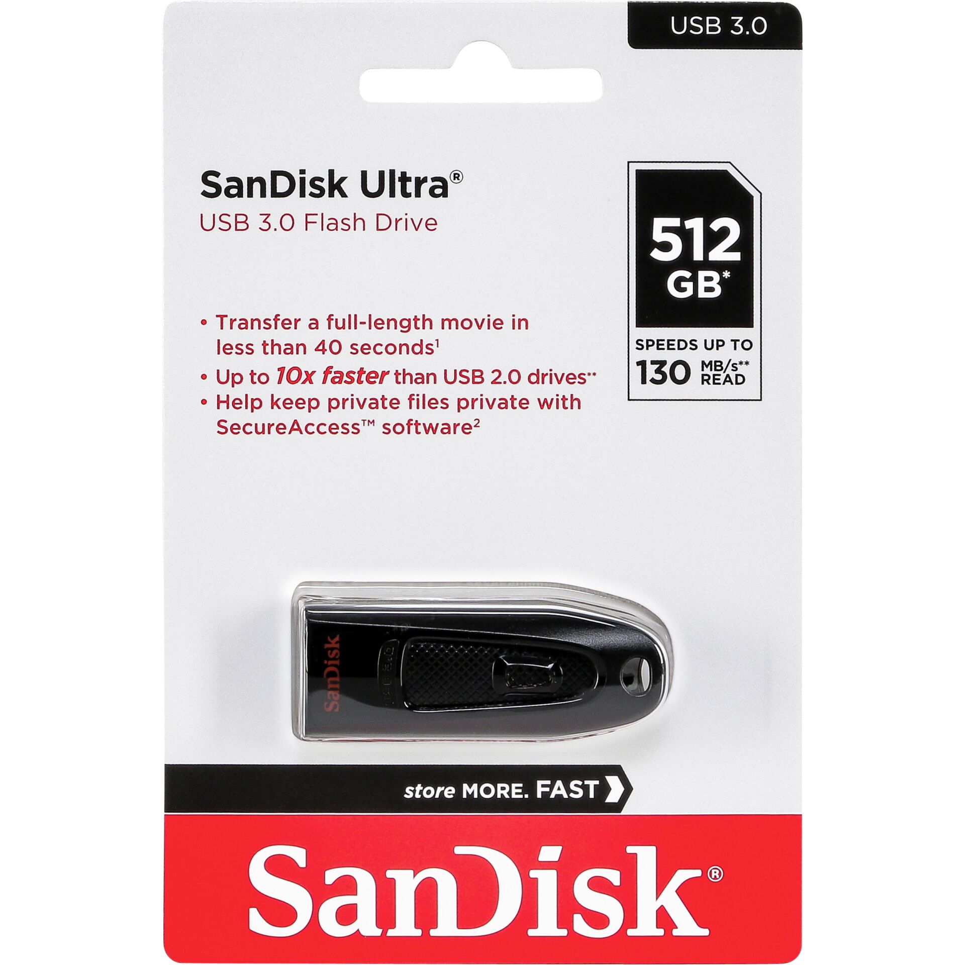 SanDisk Ultra USB 3.0      512GB up to 130MB/s    SDCZ48-512