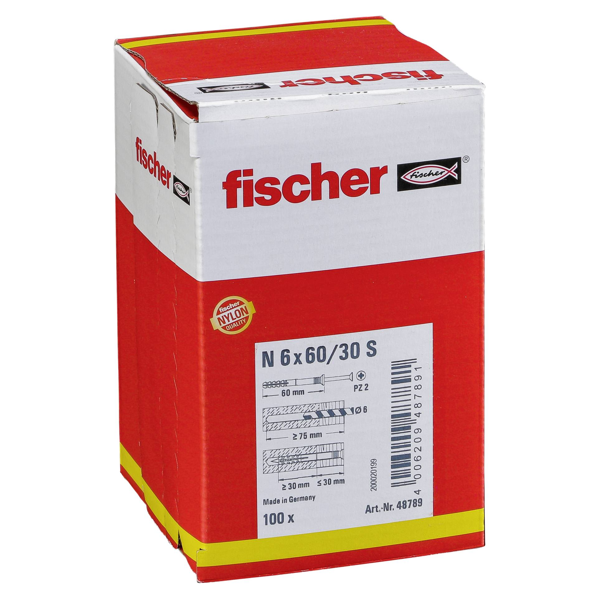 Fischer tasselli vite chiodo N 6x60/30 S 100 pz.