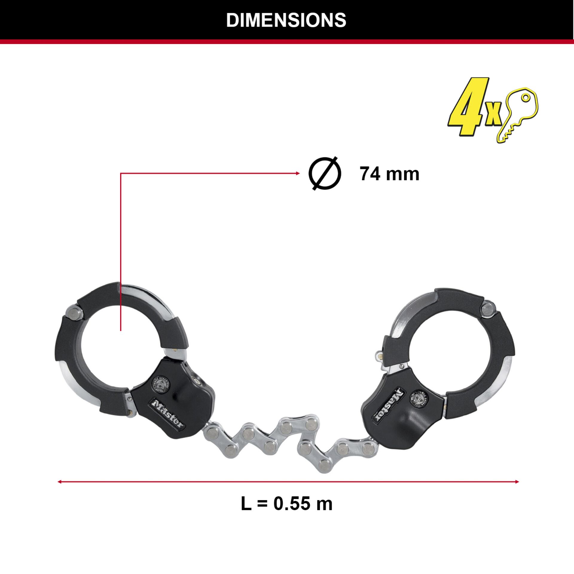 Master Lock Street Cuff con chiave lungo 8290EURDPRO