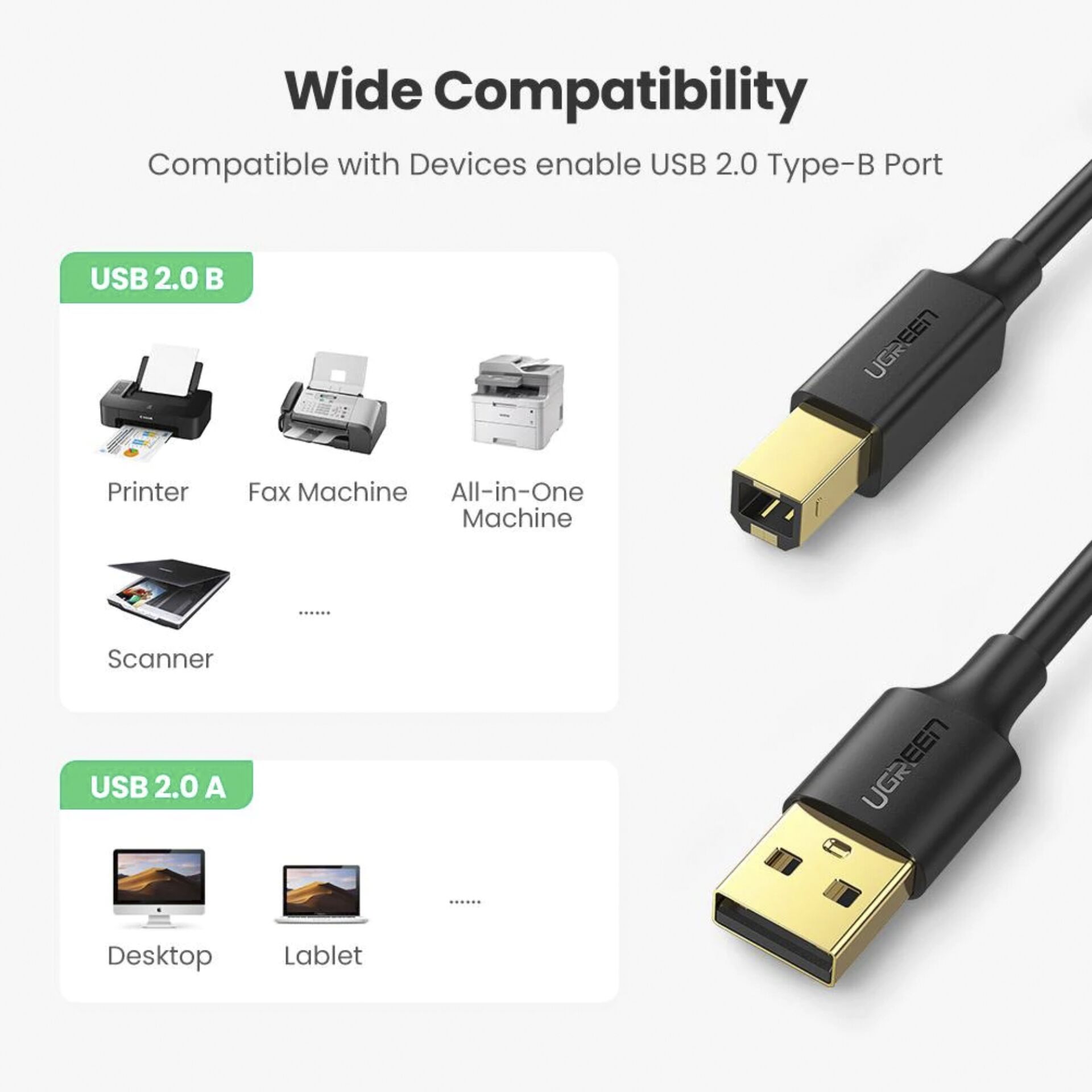 UGREEN USB-A To BM Print Cable 3m 2