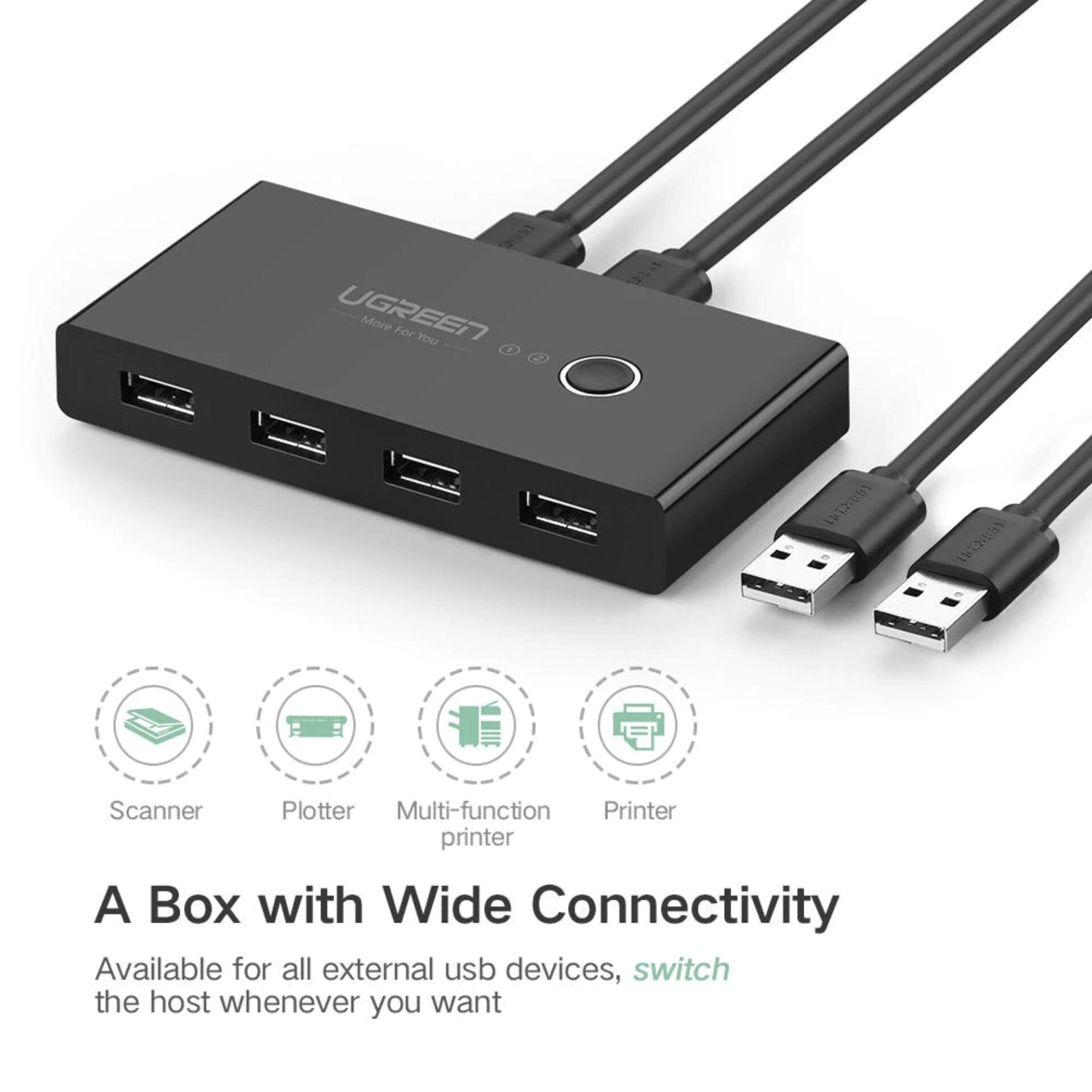 UGREEN USB 2x4 Sharing Switch Selector Black