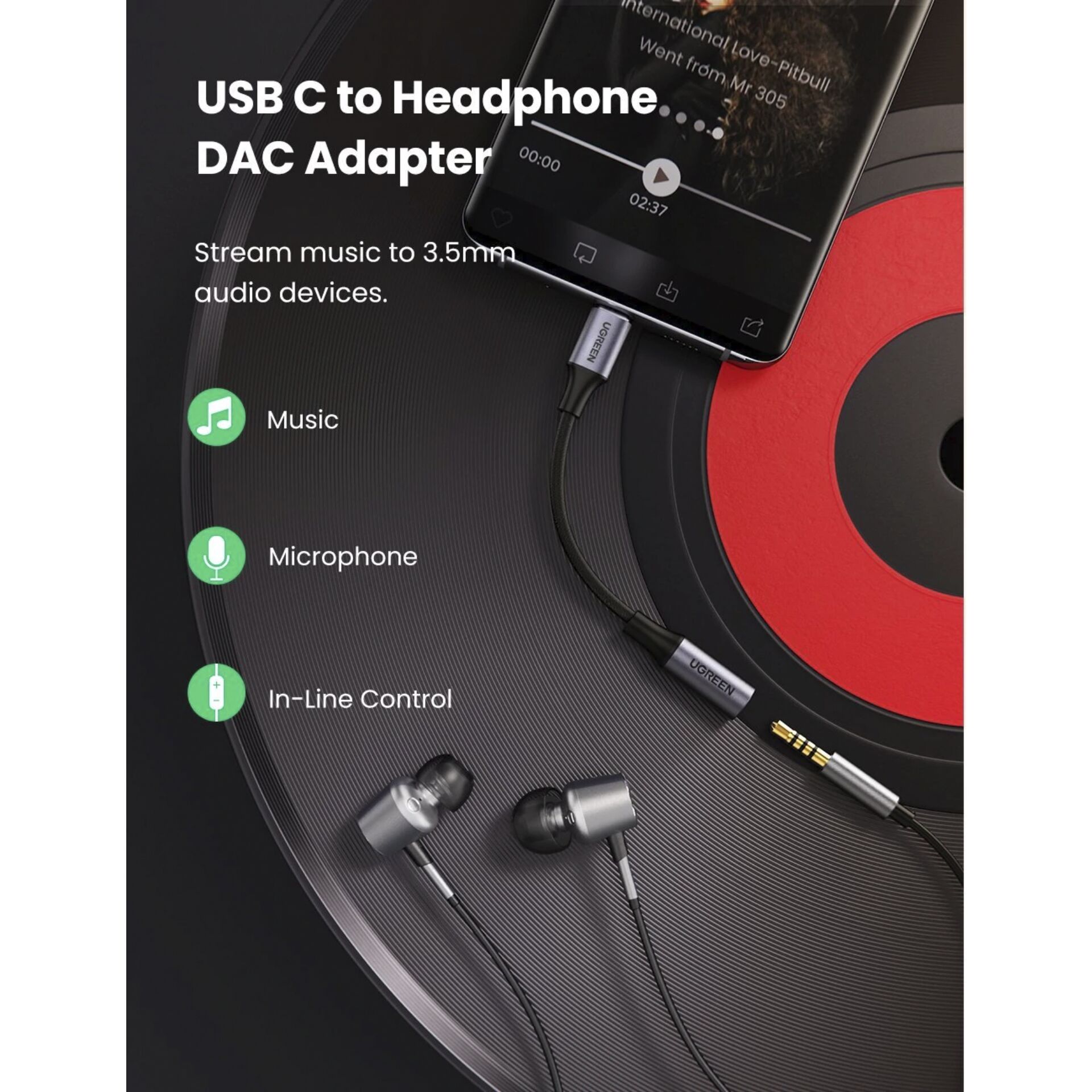 UGREEN USB-C to 3.5mm Jack Audio Cable 10cm