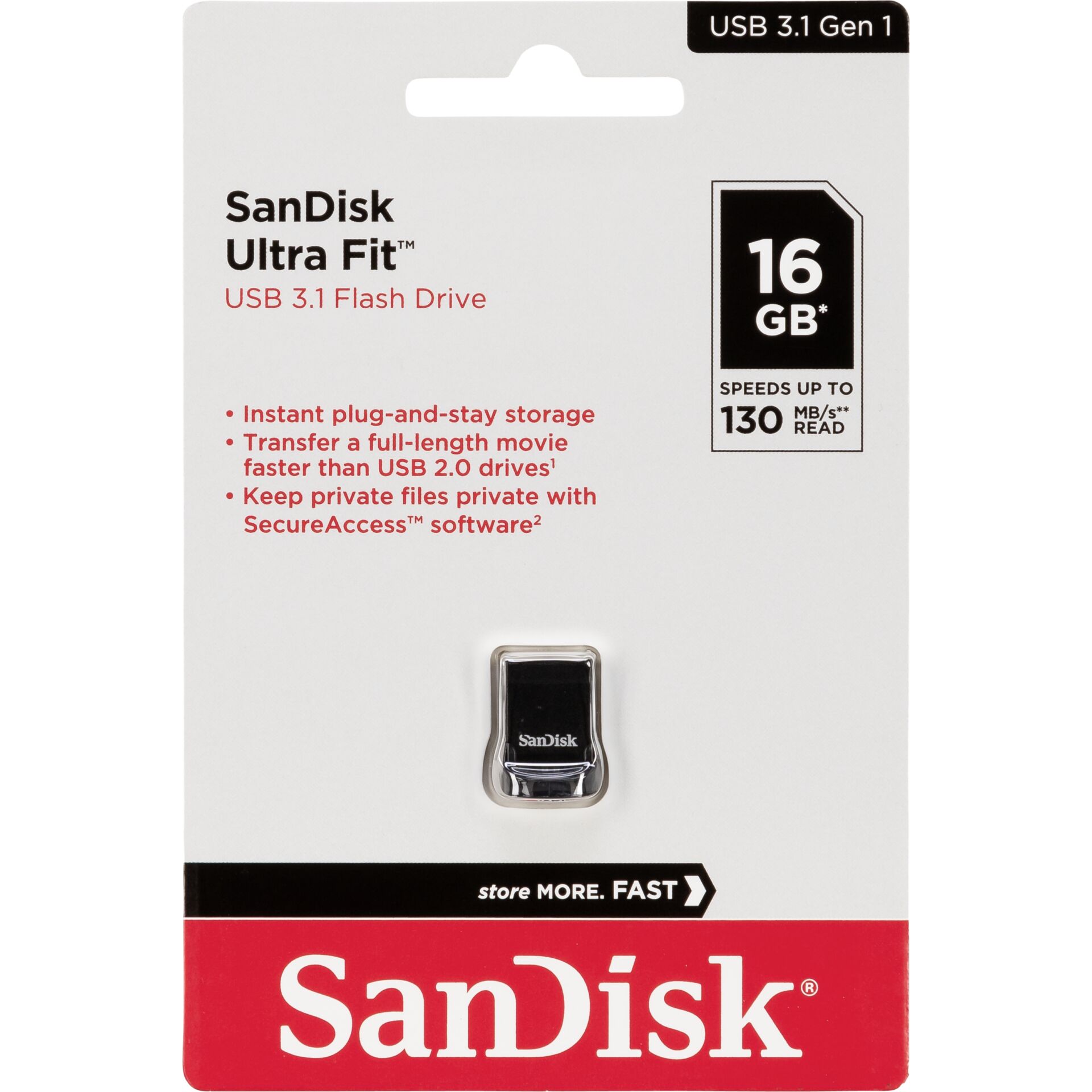SanDisk Cruzer Ultra Fit    16GB USB 3.1 Small   SDCZ430-016