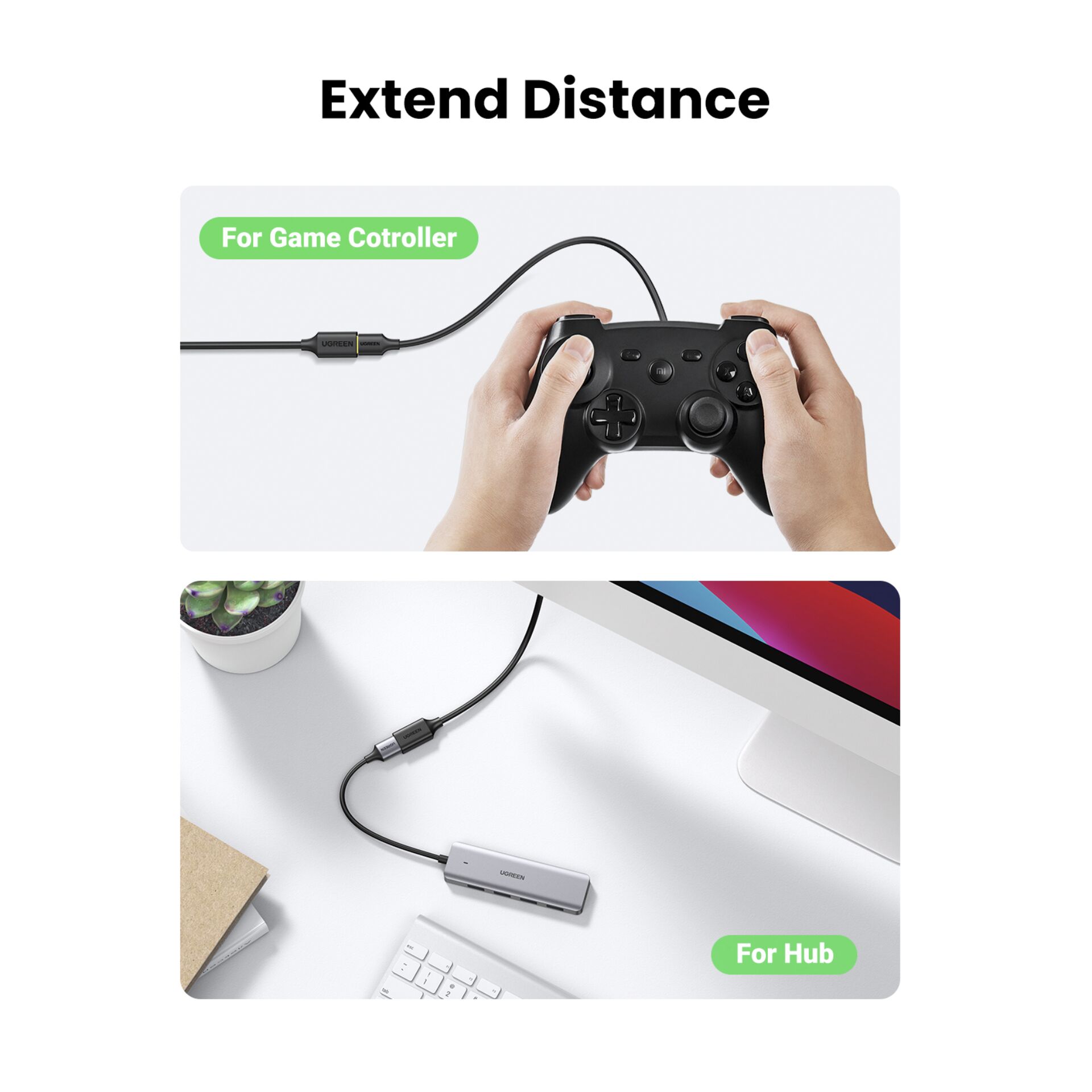 UGREEN USB-A To Female Extension Cable Black 3m