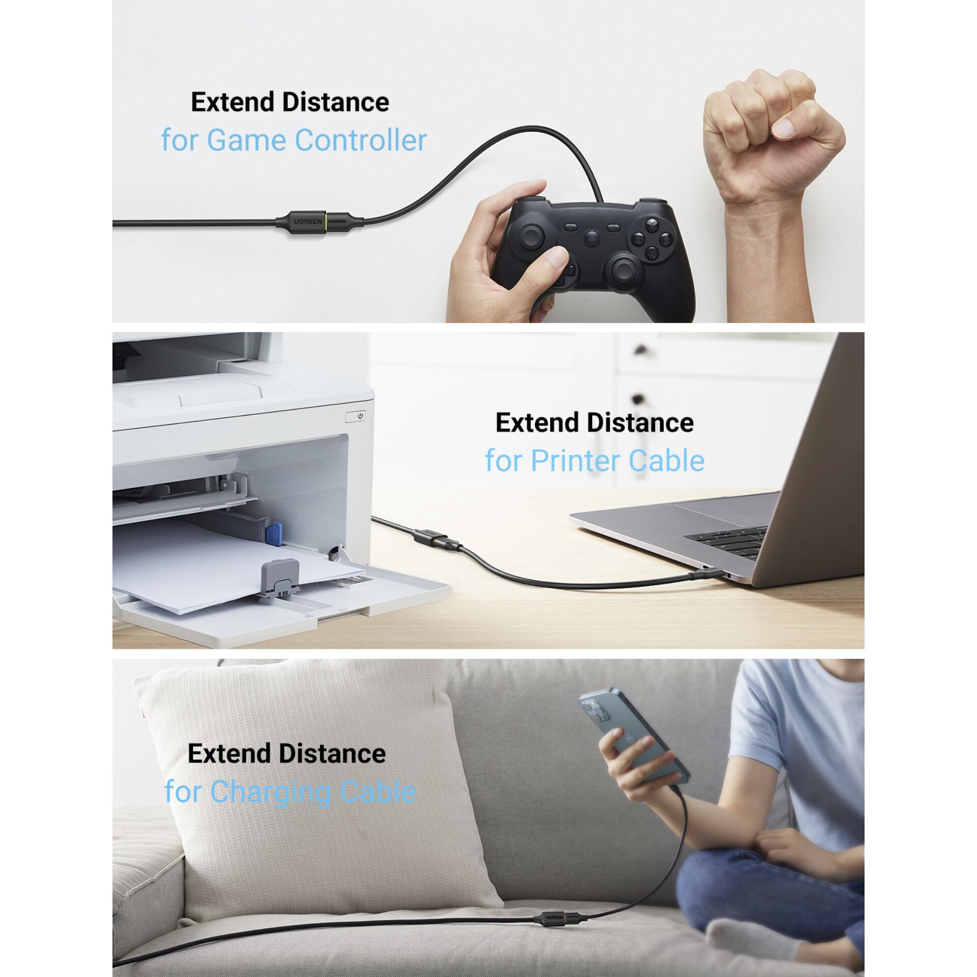UGREEN USB-A To Female Extension Cable Black 3m