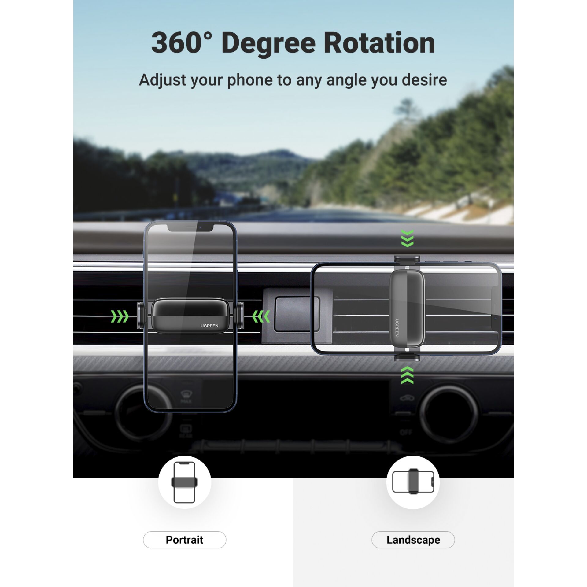 UGREEN Air Vent Car Mount Phone Holder nero