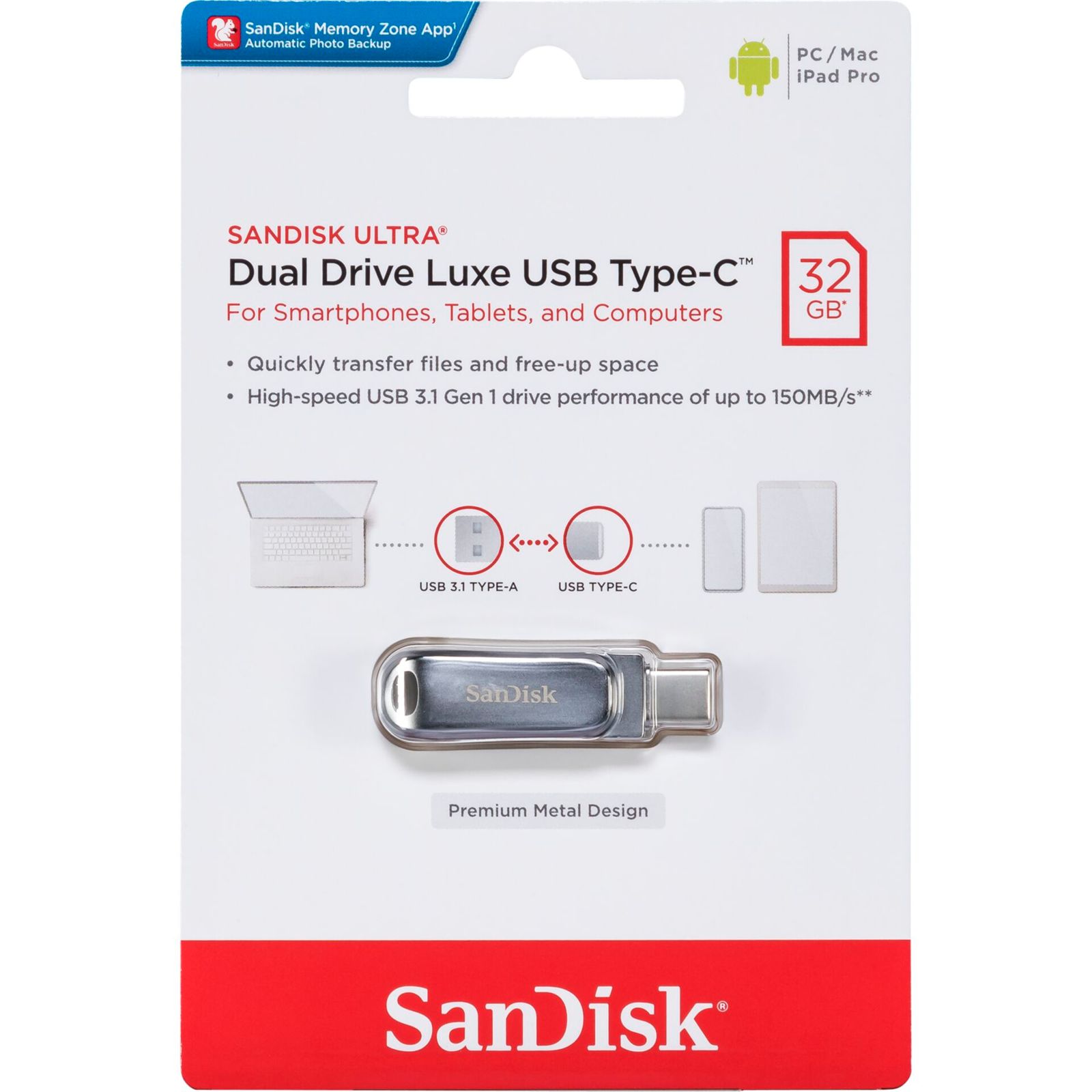 SanDisk Ultra Dual Drive Luxe 32GB USB Type-C  SDDDC4-032G-G