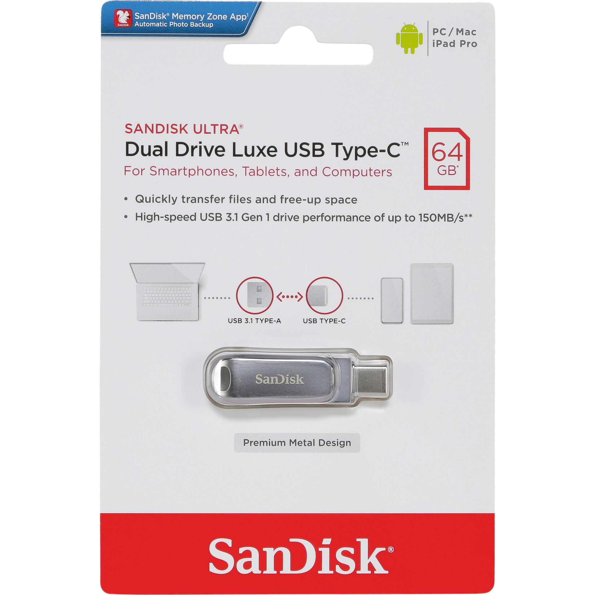 SanDisk Ultra Dual Drive Luxe 64GB USB Type-C  SDDDC4-064G-G