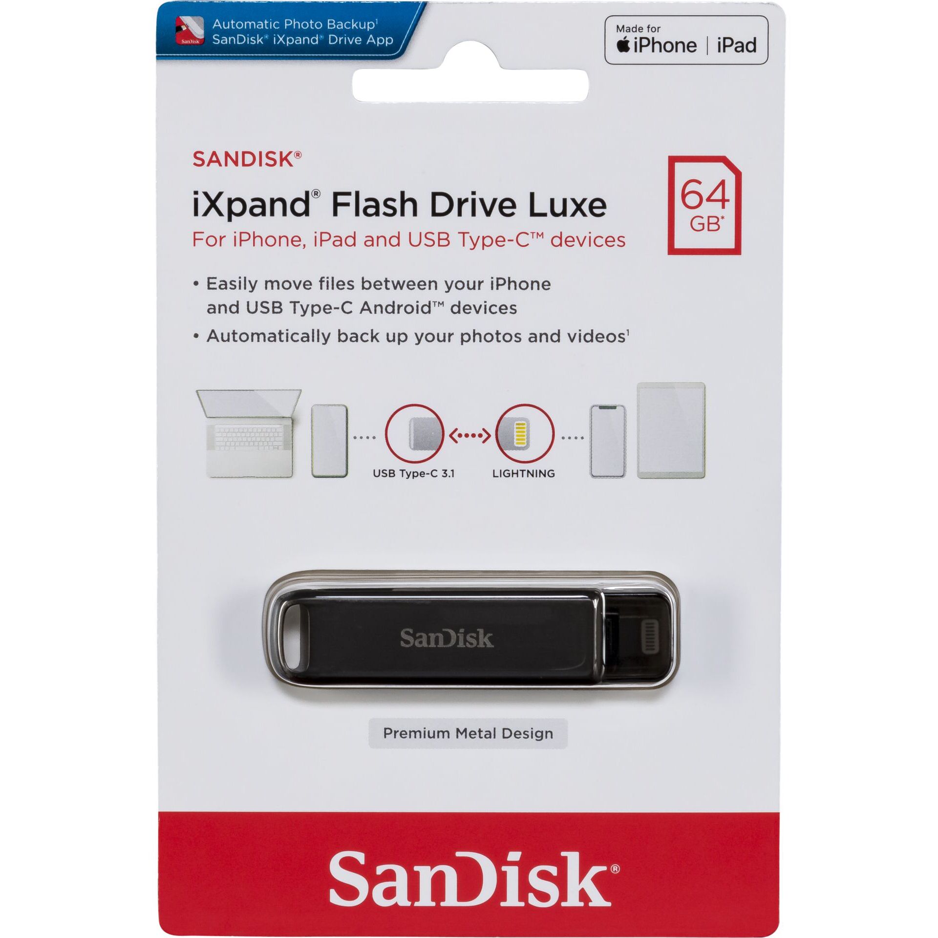 SanDisk iXpand Flash Drive Luxe 64GB TypC/Lig.SDIX70N-064G-G