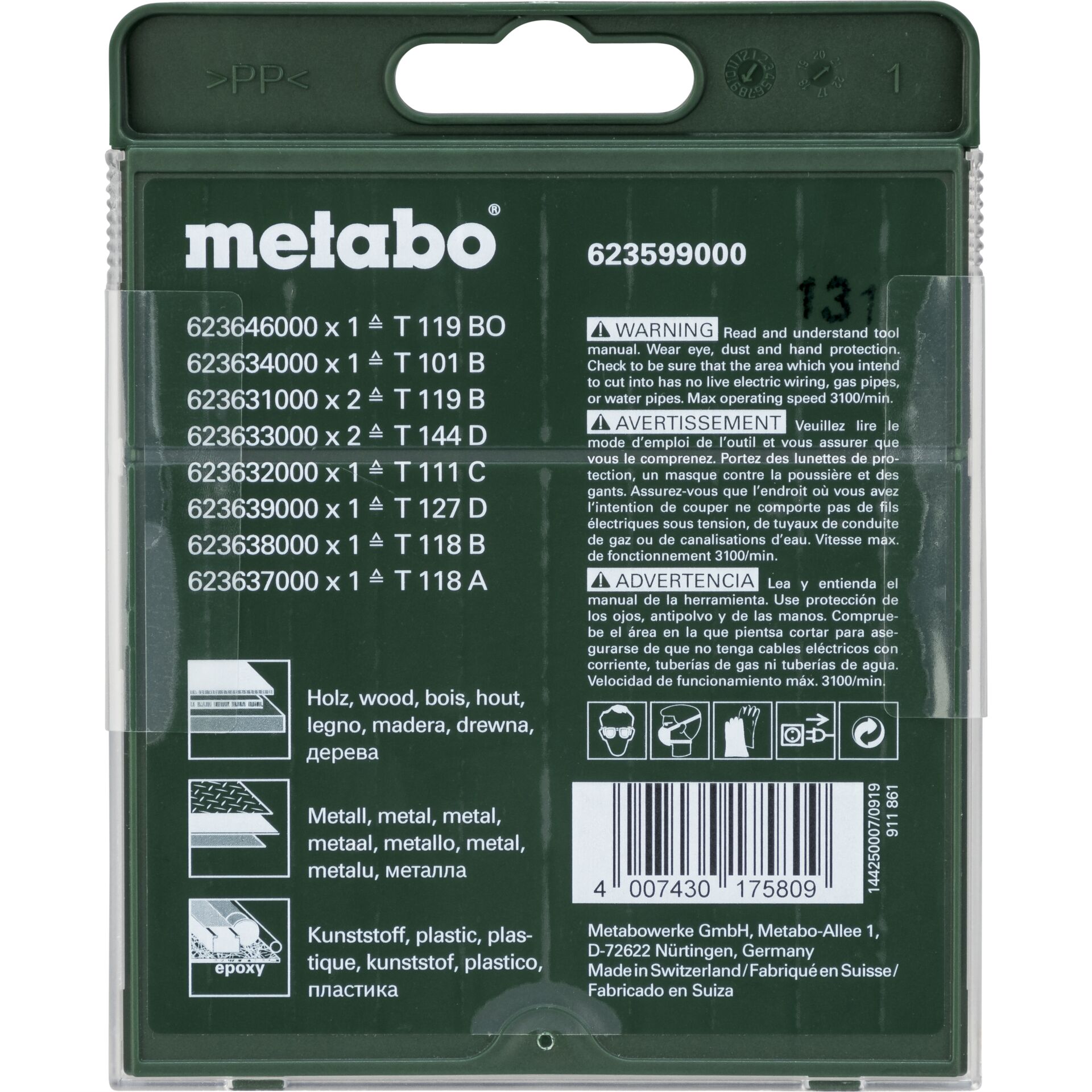 Metabo Jigsaw Blade Assortment 10-piece