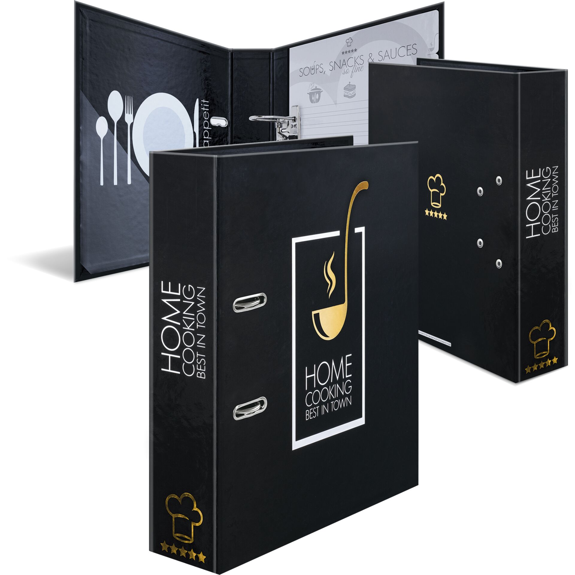 Herma Rezepte-Ordner schwarz Home Cooking DIN A4        1966