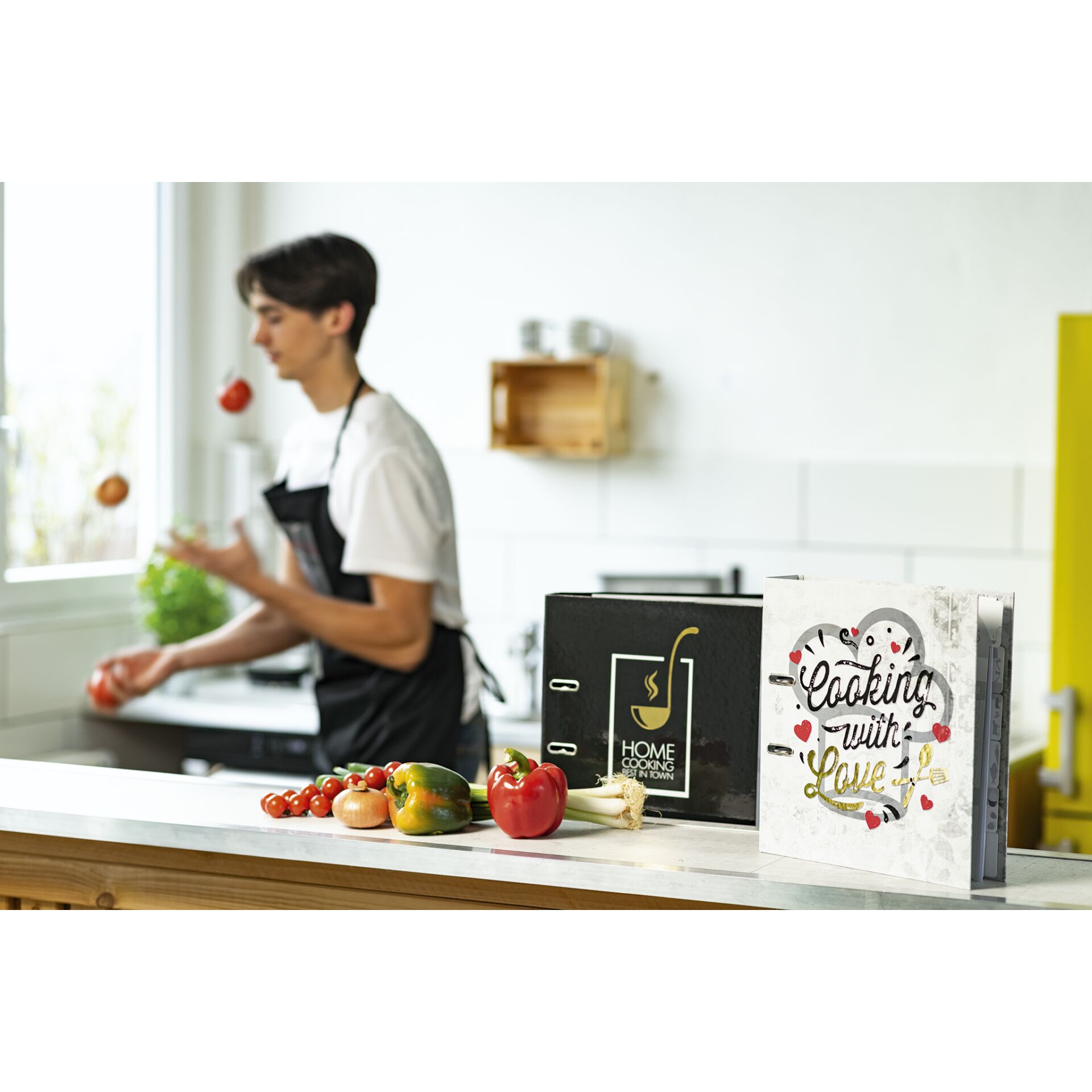 Herma Rezepte-Ordner schwarz Home Cooking DIN A4        1966