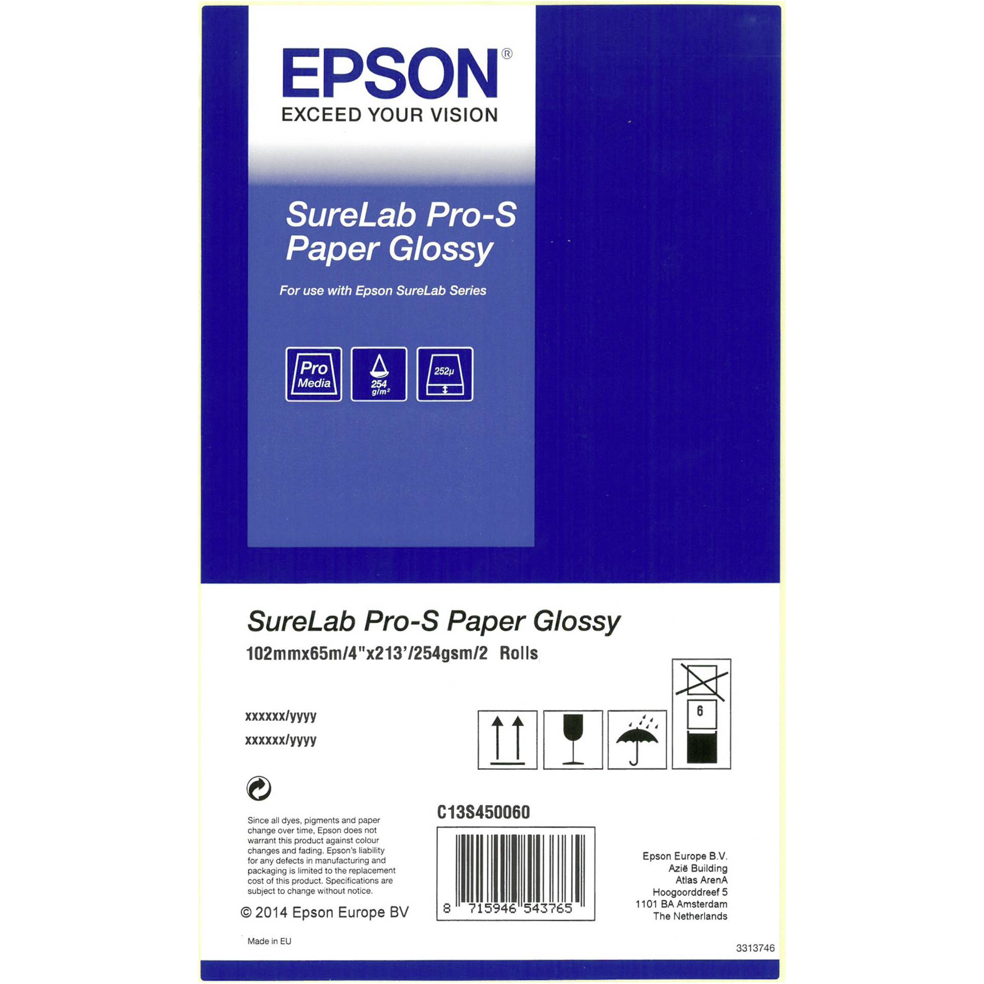 1x2 Epson SureLab Pro-S carta lucido 102 mm x 65 m 254 g BP