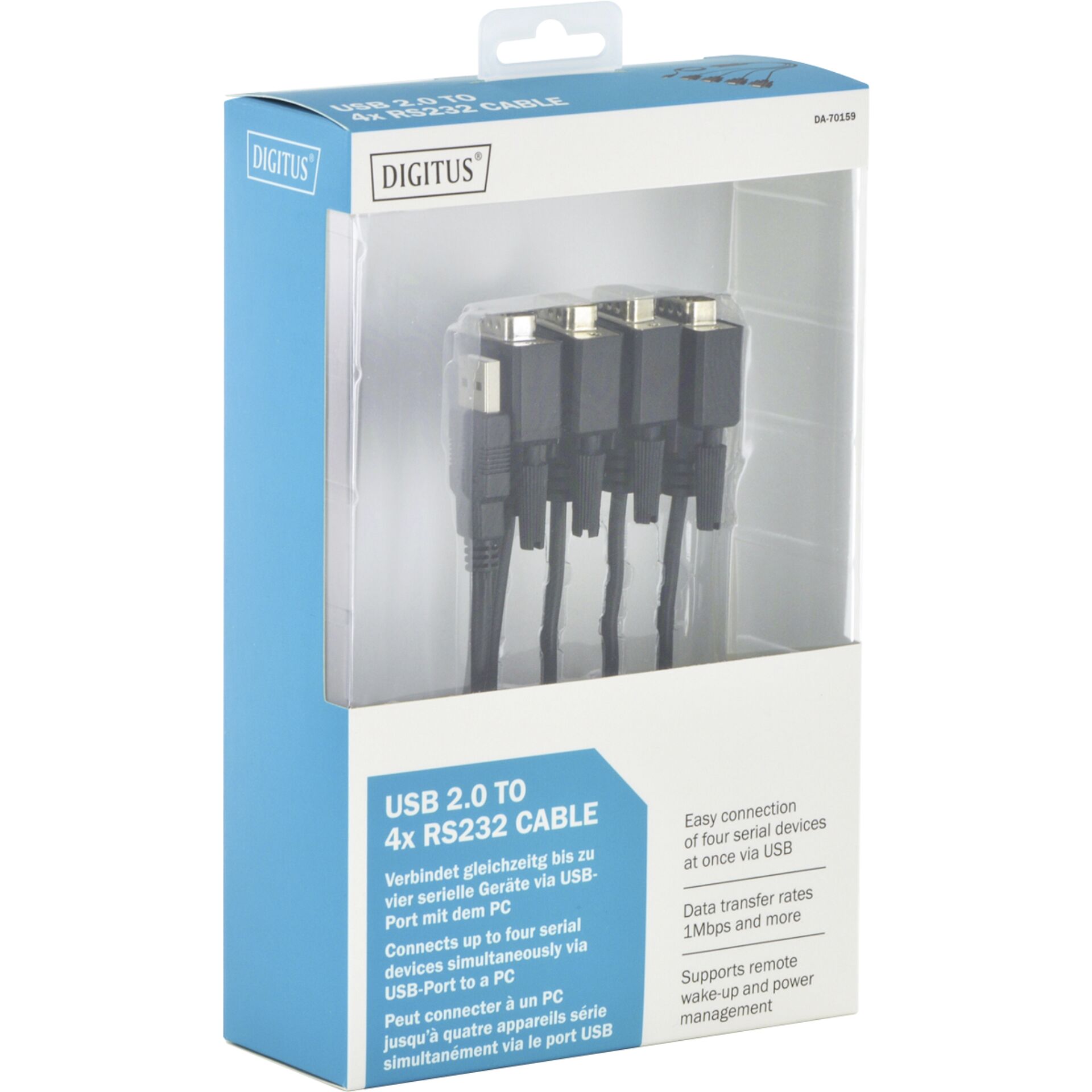 DIGITUS USB 2.0 to 4xRS232 Cable USB to Serial Adapter,  1,5