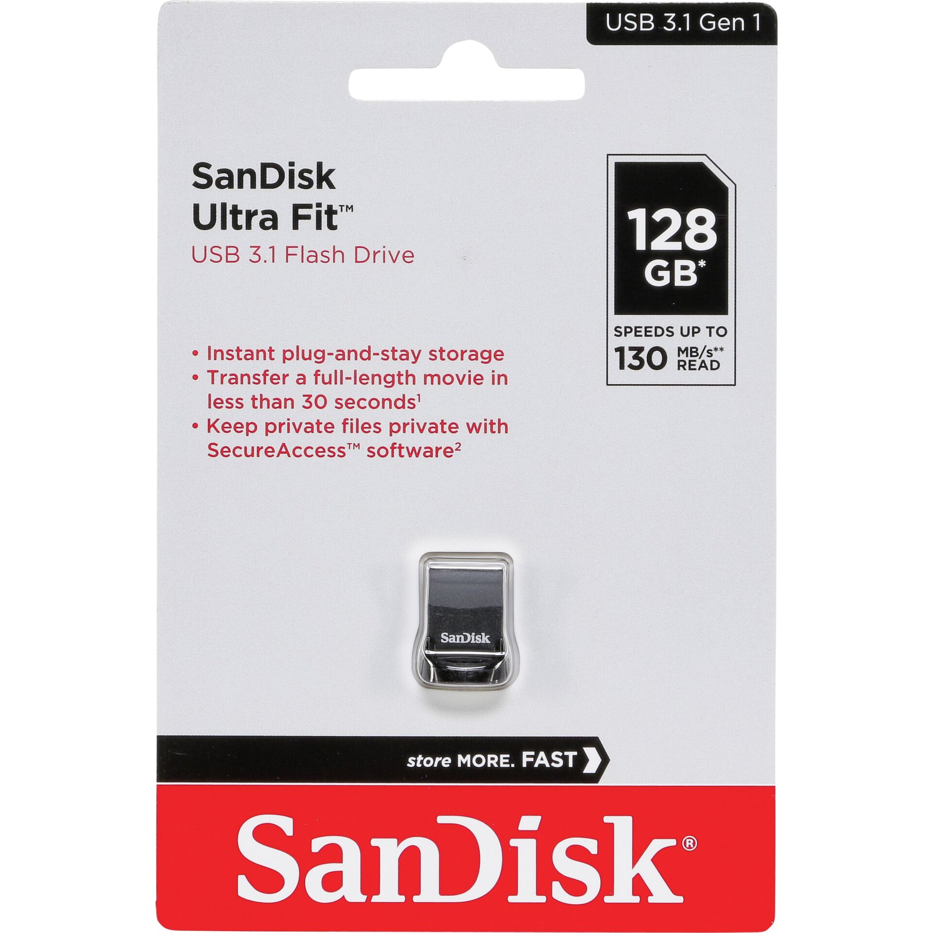 SanDisk Cruzer Ultra Fit   128GB USB 3.1 Small   SDCZ430-128