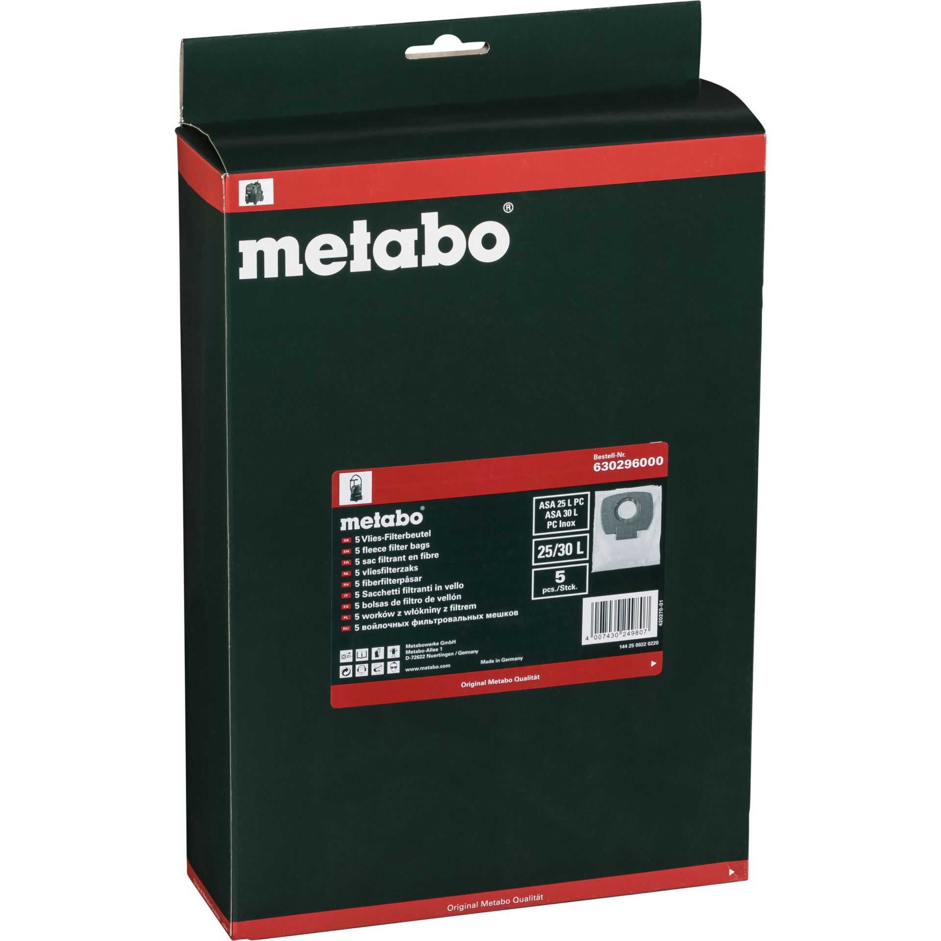 Metabo 5 sacchetti filtro pile 25 l
