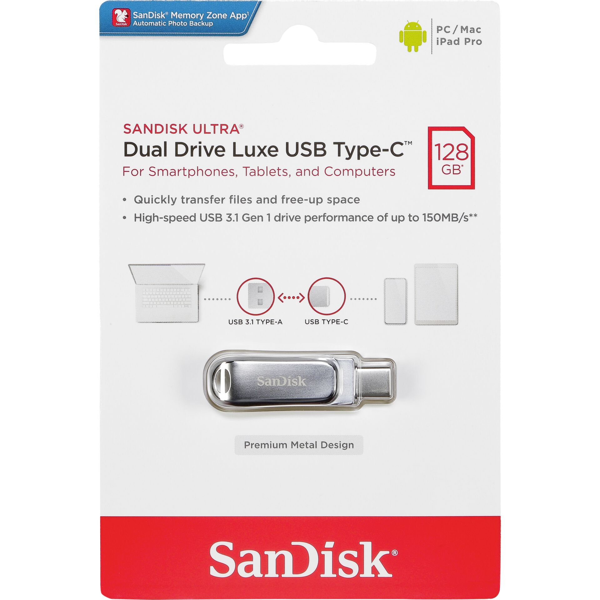 SanDisk Ultra Dual Drive Luxe 128GB USB tipo C SDDDC4-128G-G