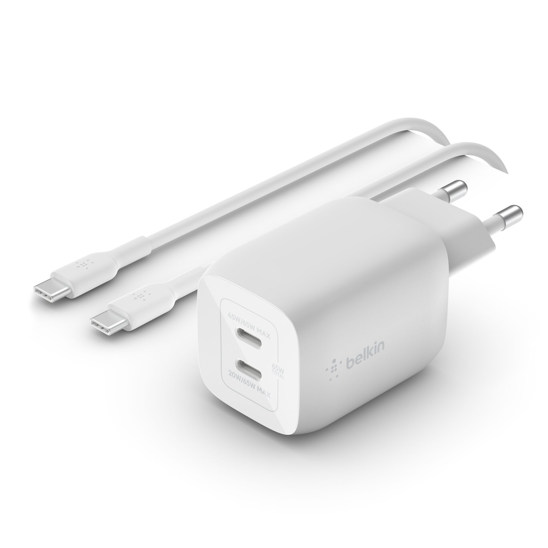 Belkin Dual Netzladegerät 65W PD USB-C + 2m Kabel WCH013vf2M