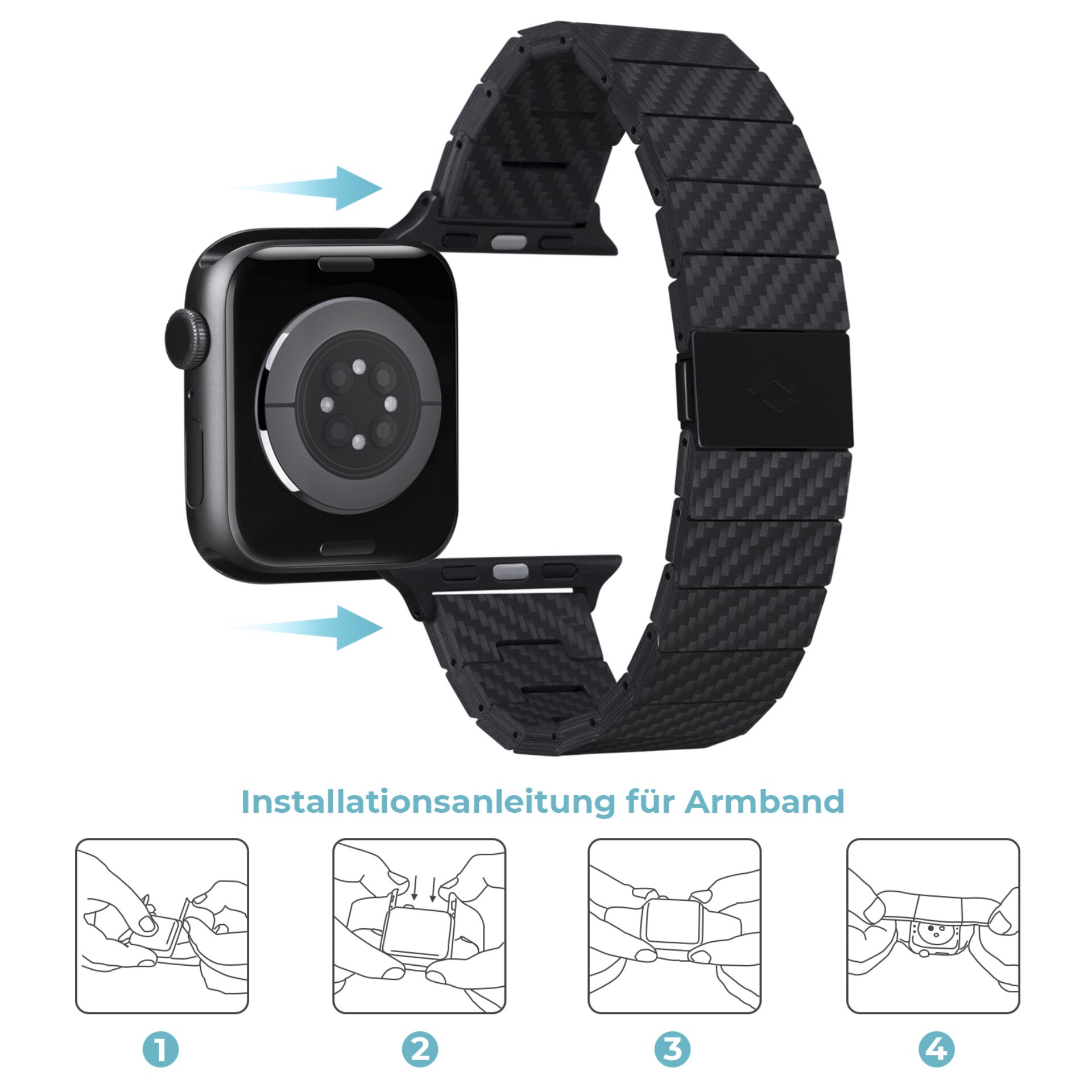 Pitaka Carbon Fiber Link Bracelet Modern Band 38-40mm
