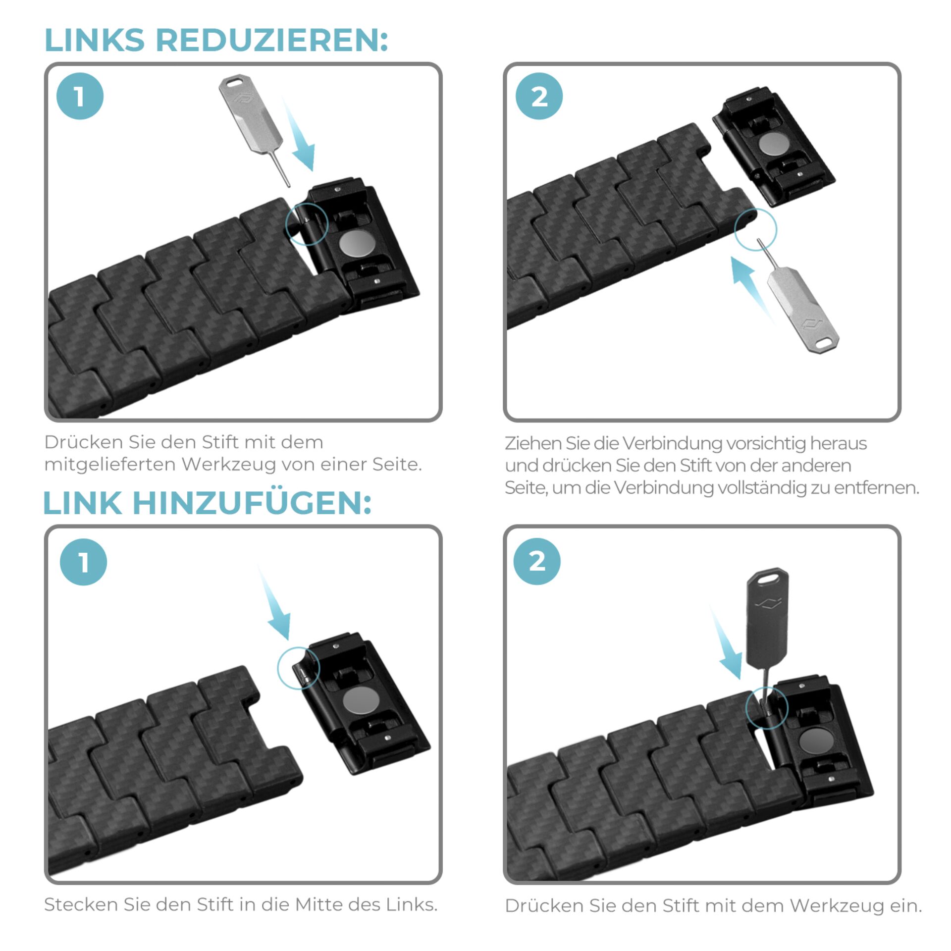 Pitaka Carbon Fiber Link Bracelet Modern Band 38-40mm