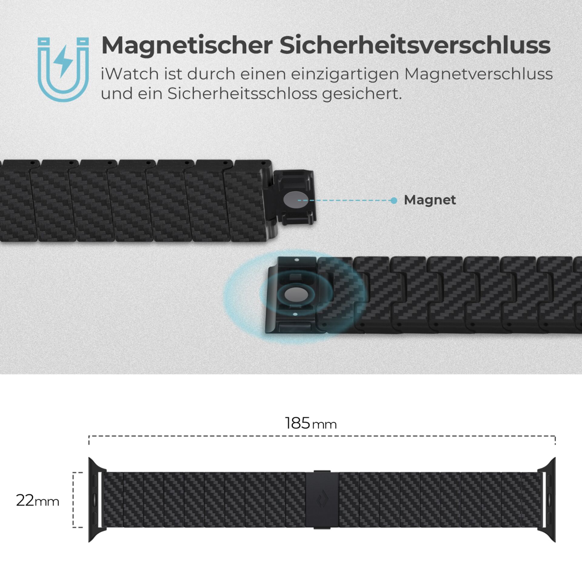 Pitaka Carbon Fiber Link Bracelet Modern Band 38-40mm