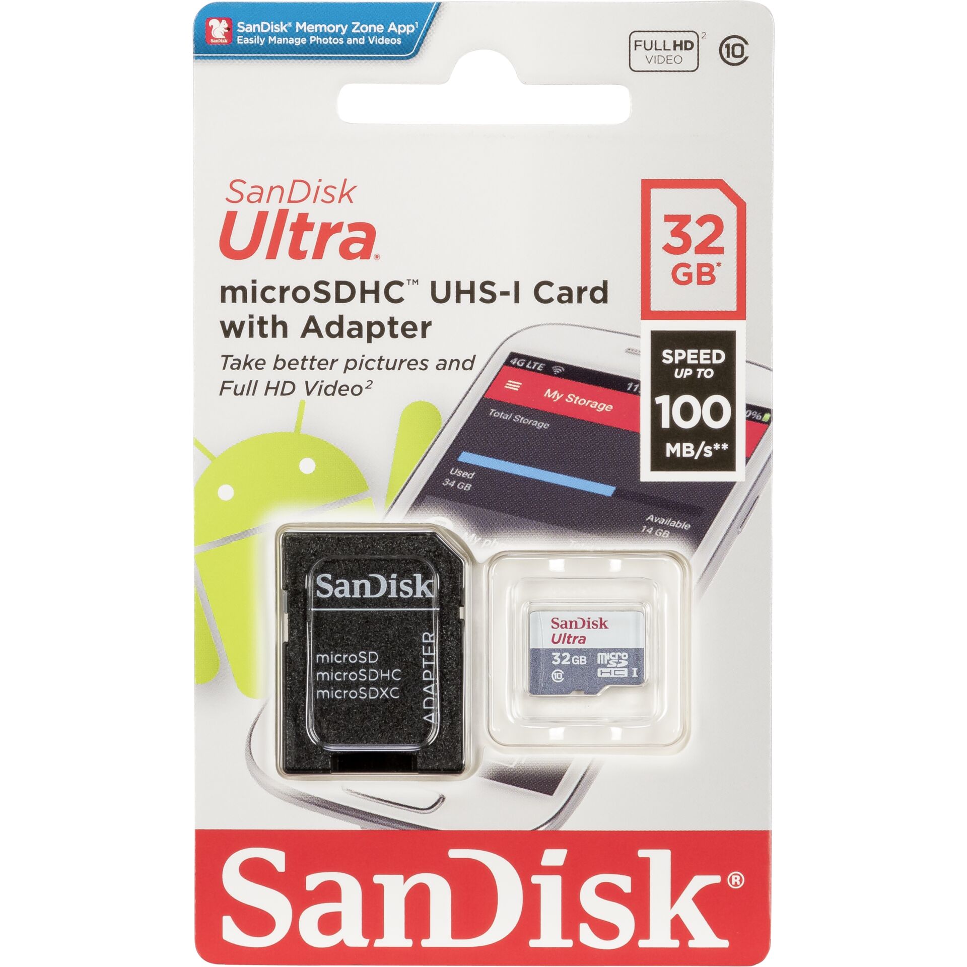 SanDisk Ultra Lite microSDHC Ad. 32GB 100MB/s  SDSQUNR-032G-