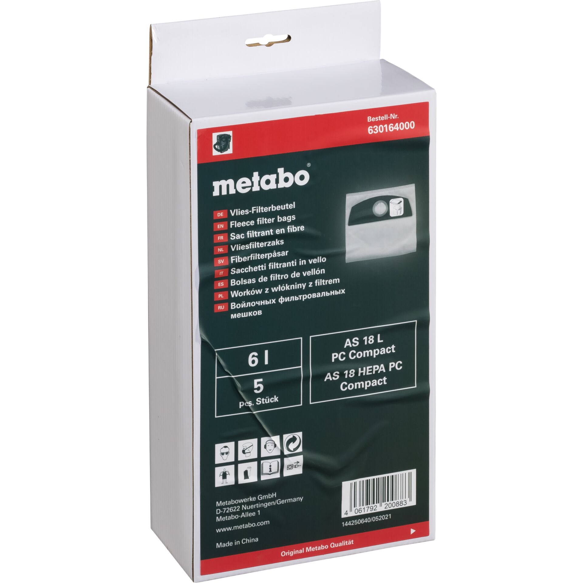 Metabo 5 sacchetto pile 6 l,AS 18l PC Compact
