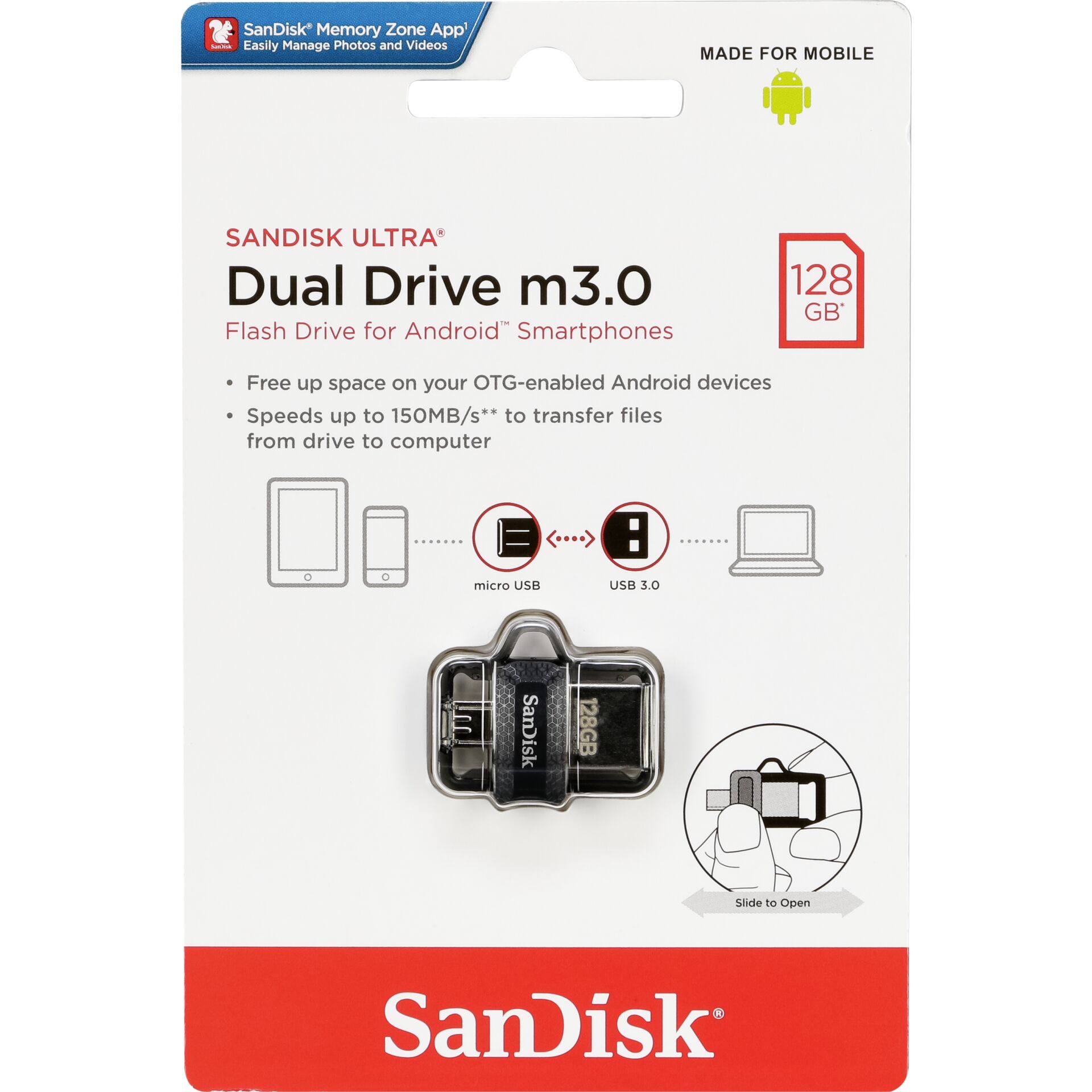 SanDisk Ultra Dual Drive   128GB m3.0 grey&silver  SDDD3-128