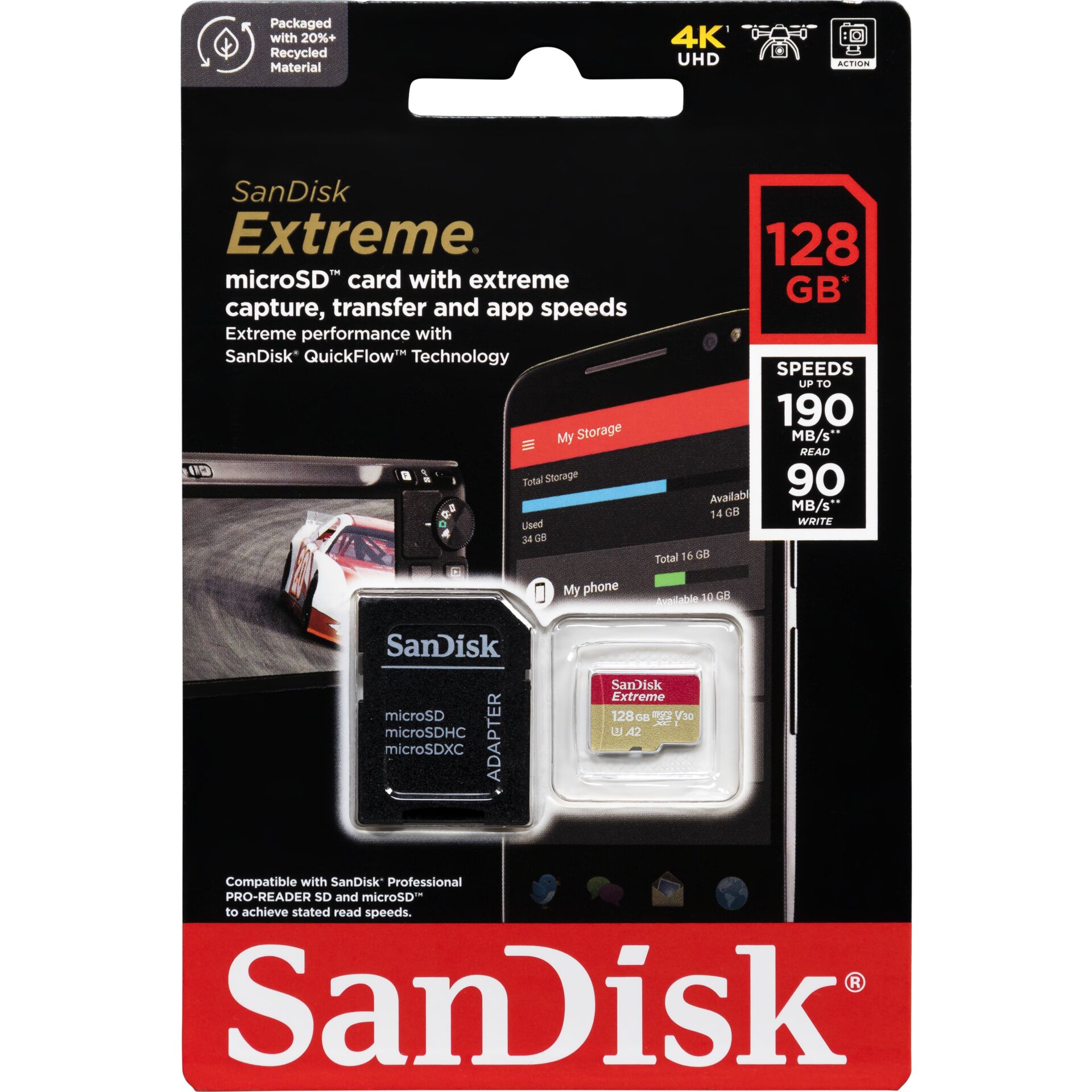 SanDisk microSDXC V30 A2   128GB Extreme A2 C10 V30 UHS-I U3