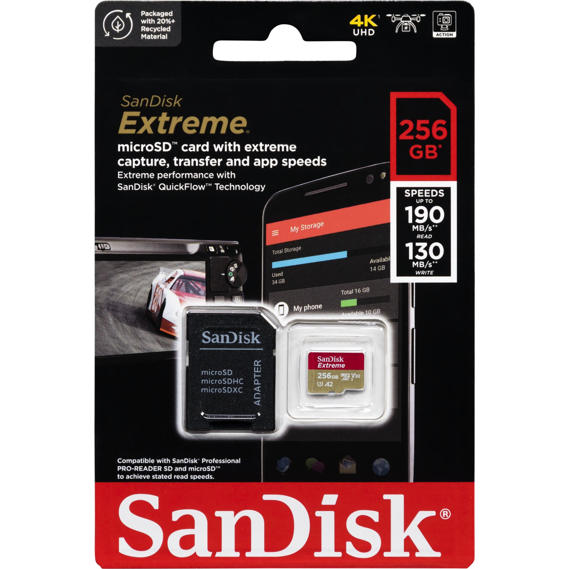 SanDisk microSDXC          256GB Extreme A2 C10 V30 UHS-I U3