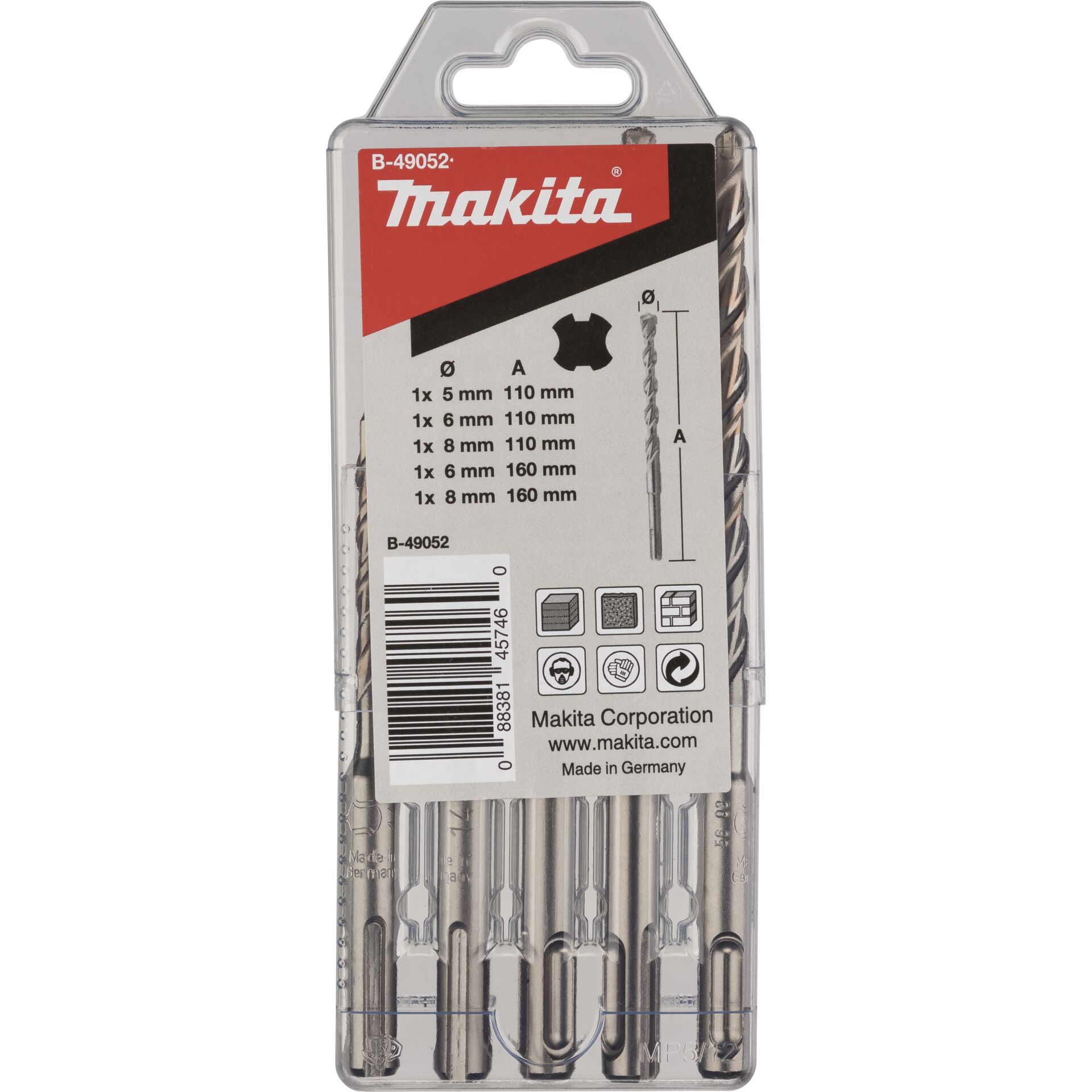Makita B-49052 SDS VPLUS set di punte Nr2 5 pz.