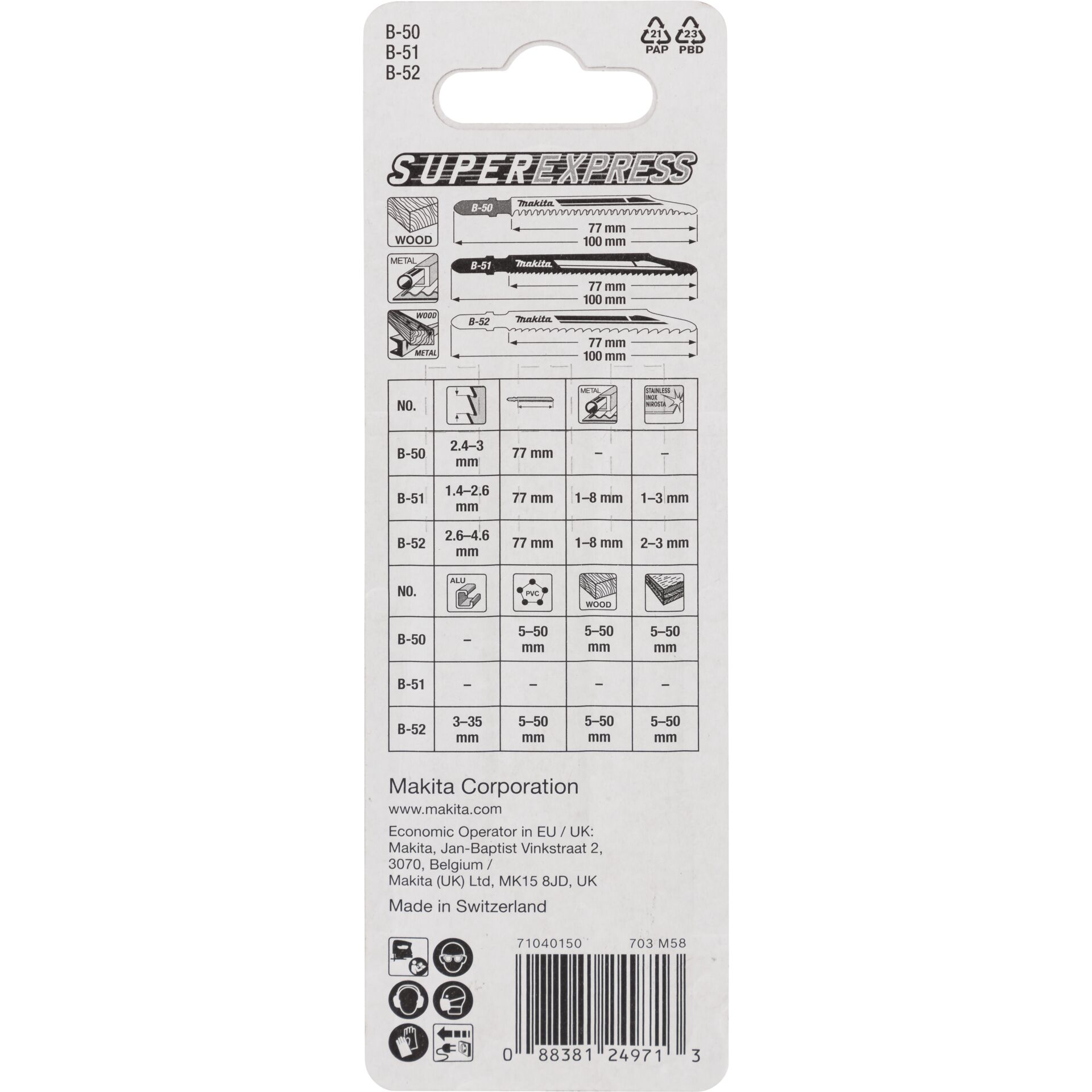 Makita B-06292 lame per seghetto altern. set 2