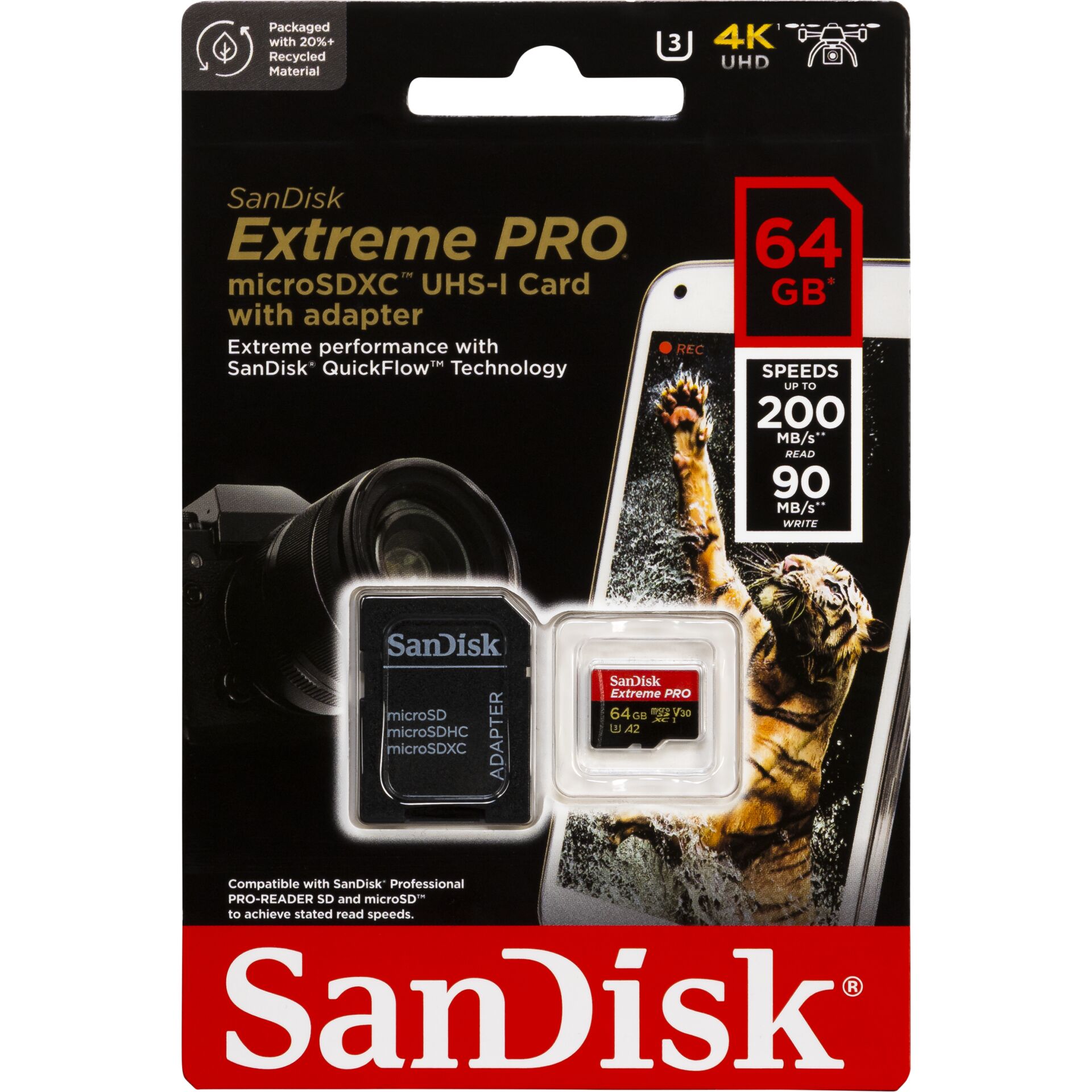SanDisk microSDXC           64GB Extreme Pro A2 C10 V30 UHS-