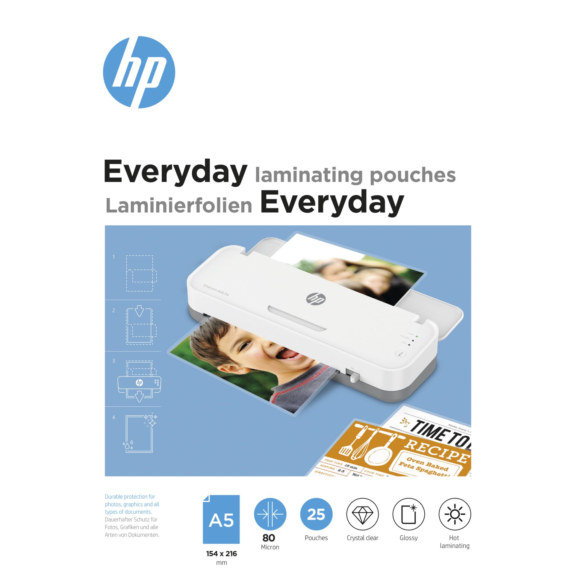 HP Everyday Laminierfolien A5 80 Micron, 25 Stk.