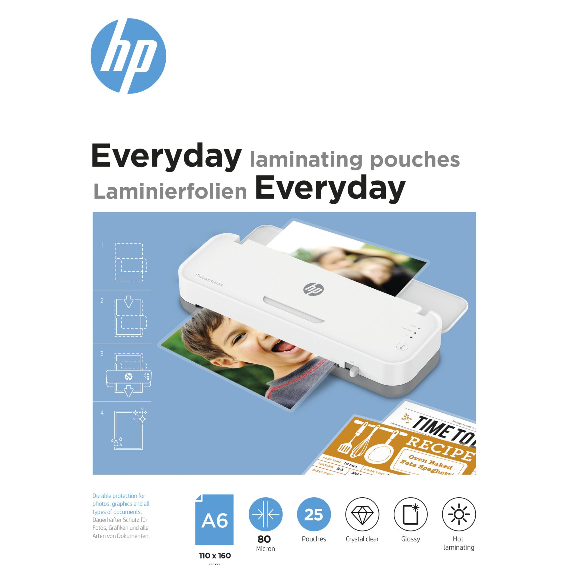 HP Everyday Laminierfolien A6 80 Micron, 25 Stk.